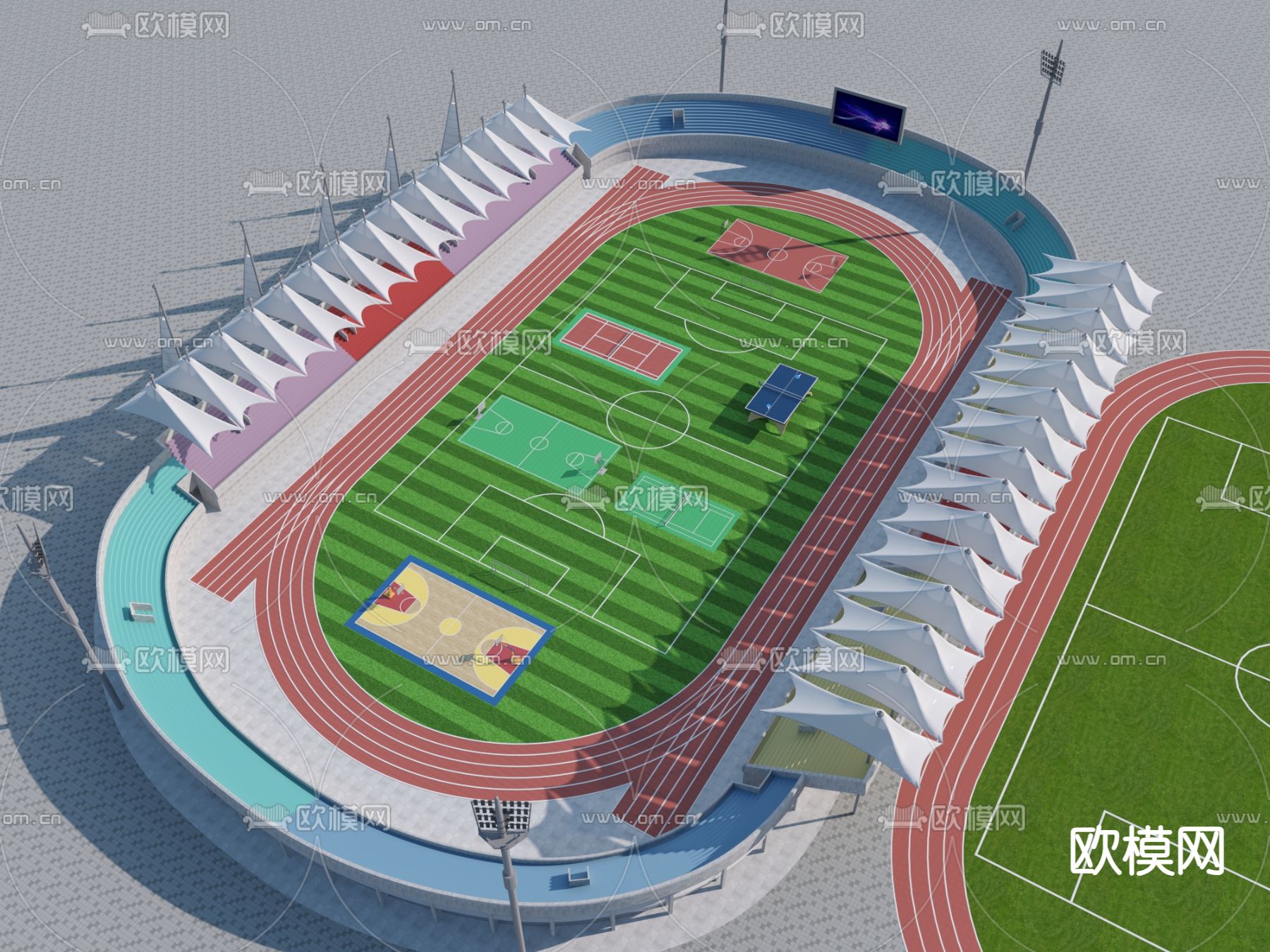 体育场 篮球场3d模型下载