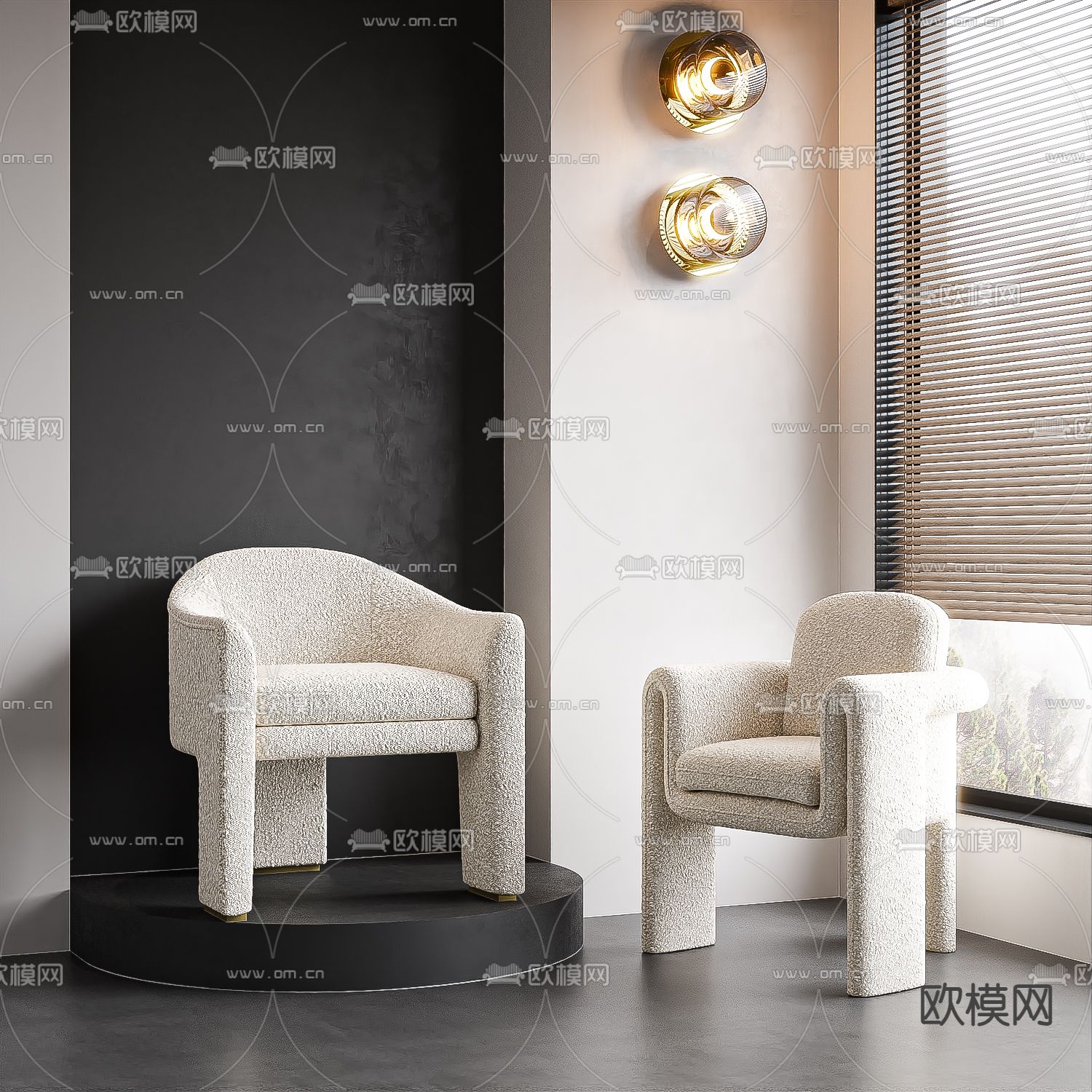 奶油风椅子 餐椅3d模型下载