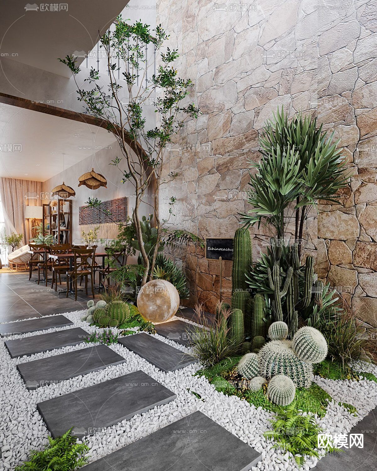 中古风茶馆 咖啡厅3d模型下载（渲染图6）