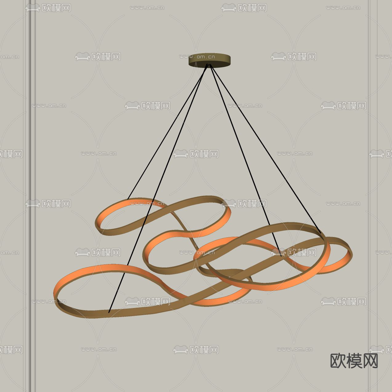 线条吊灯su模型下载（渲染图2）