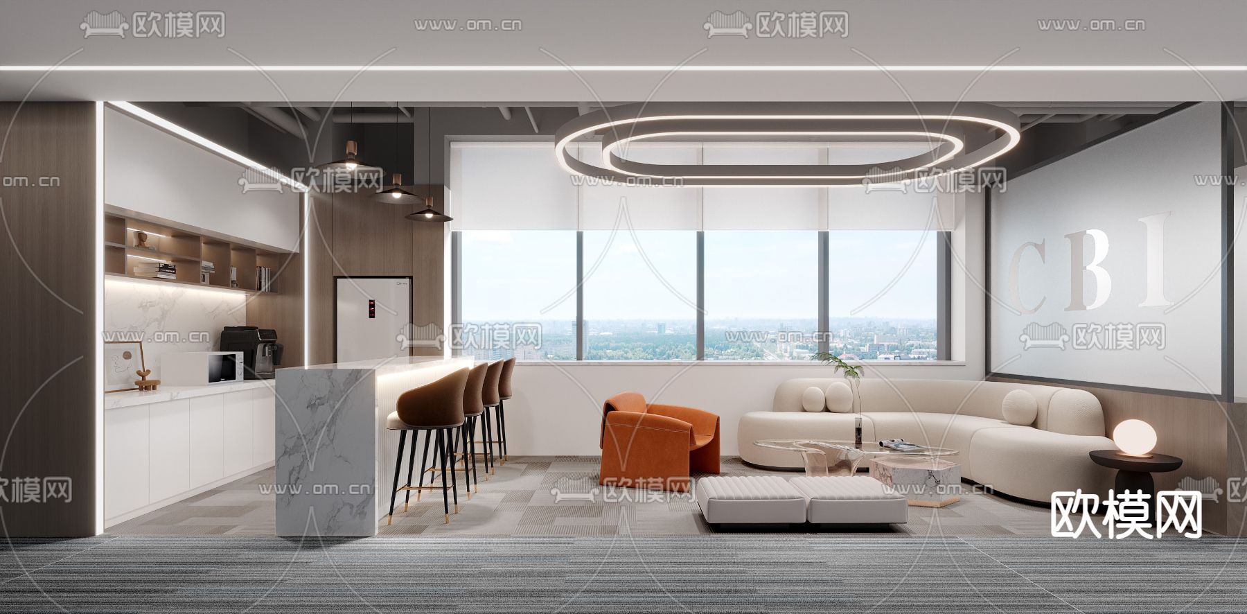 办公室茶水间 休息区3d模型下载