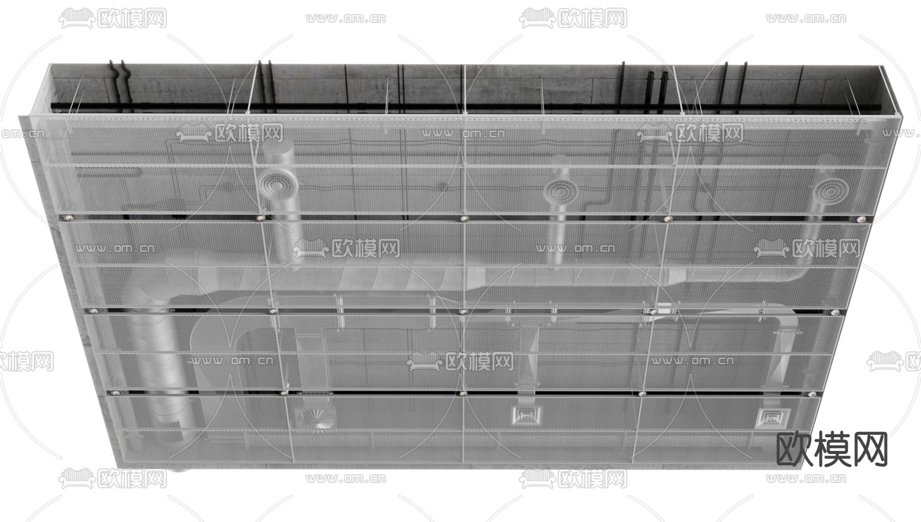 工业风天花吊顶 金属网吊顶3d模型下载