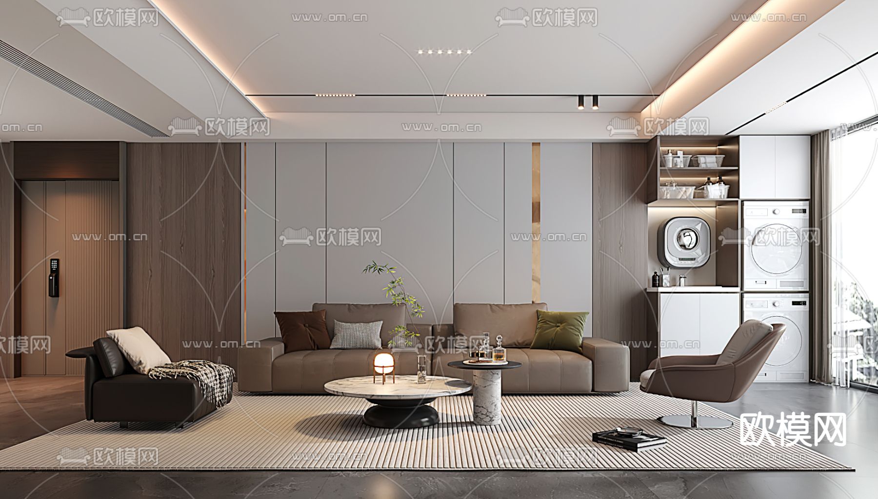 现代客厅3d模型下载（渲染图1）