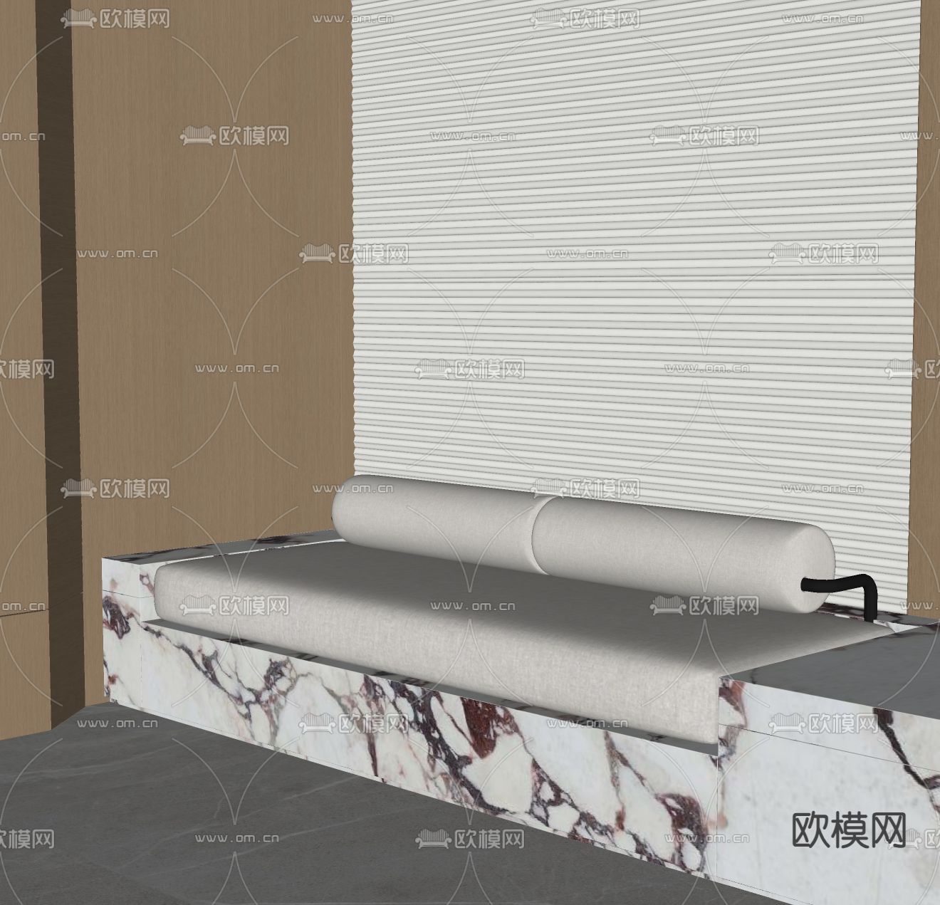 现代飘窗坐垫 飘窗沙发su模型下载（渲染图1）