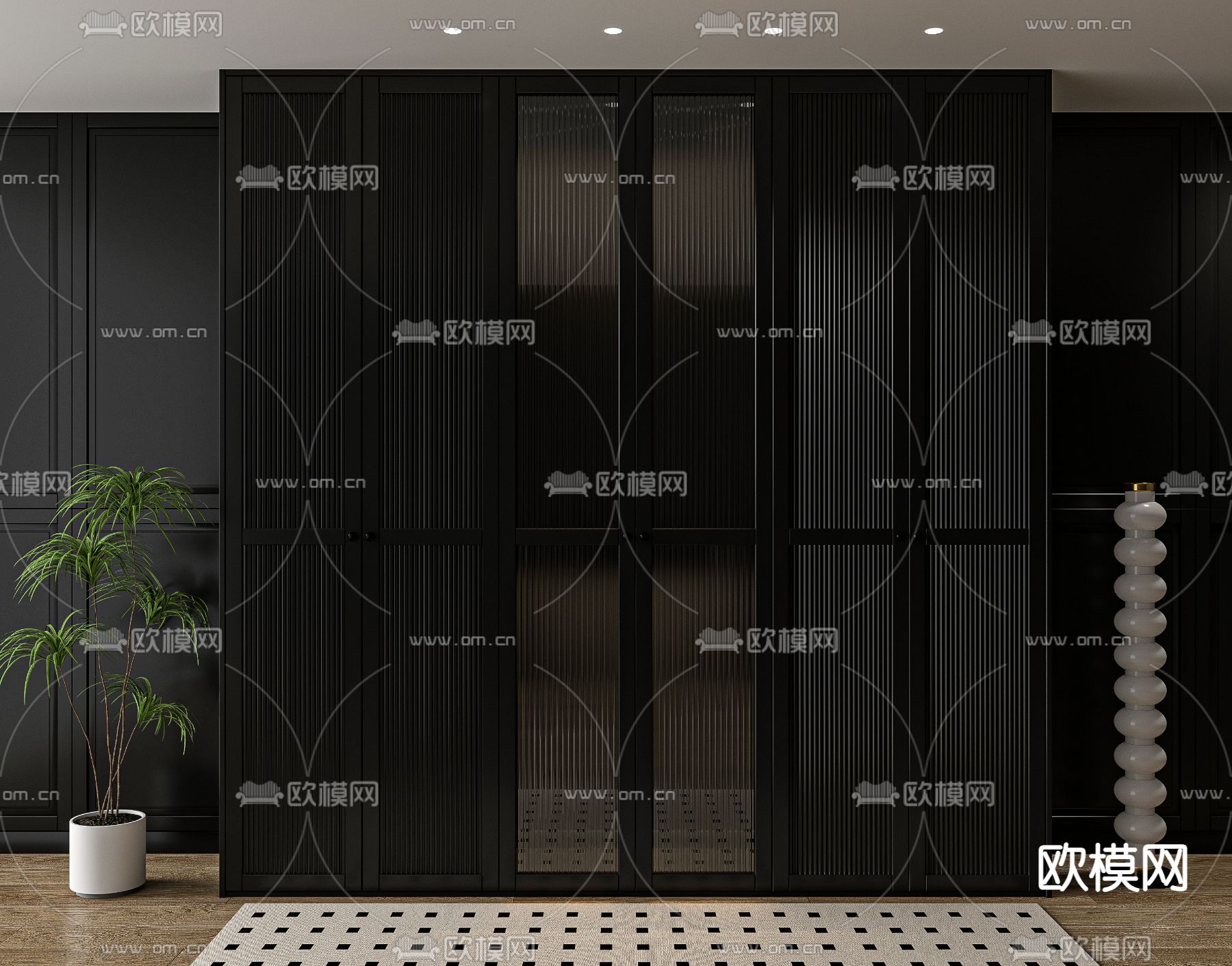 中古风衣柜 衣橱3d模型下载