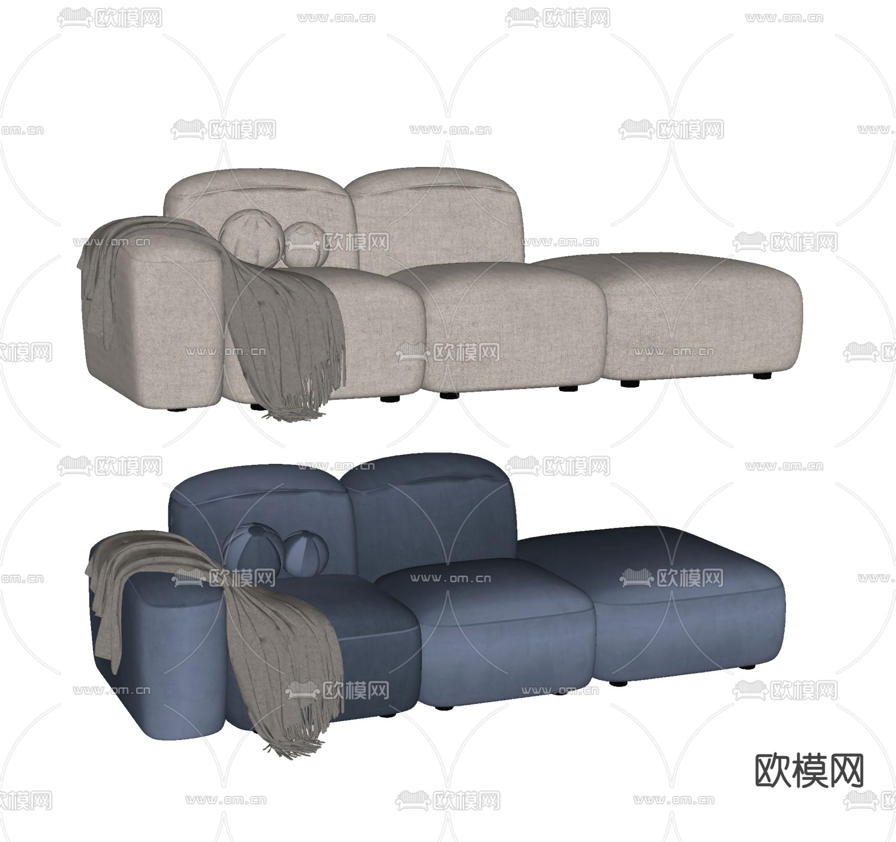 现代多人沙发su模型下载（渲染图1）