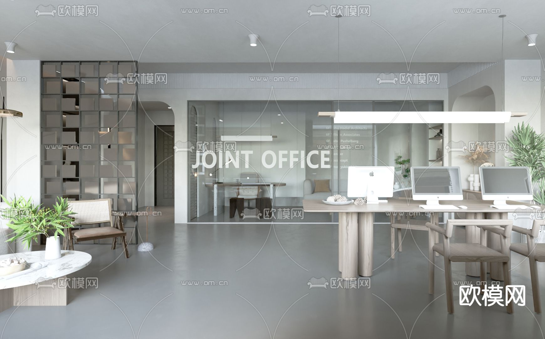 现代办公室茶水间su模型下载（渲染图2）