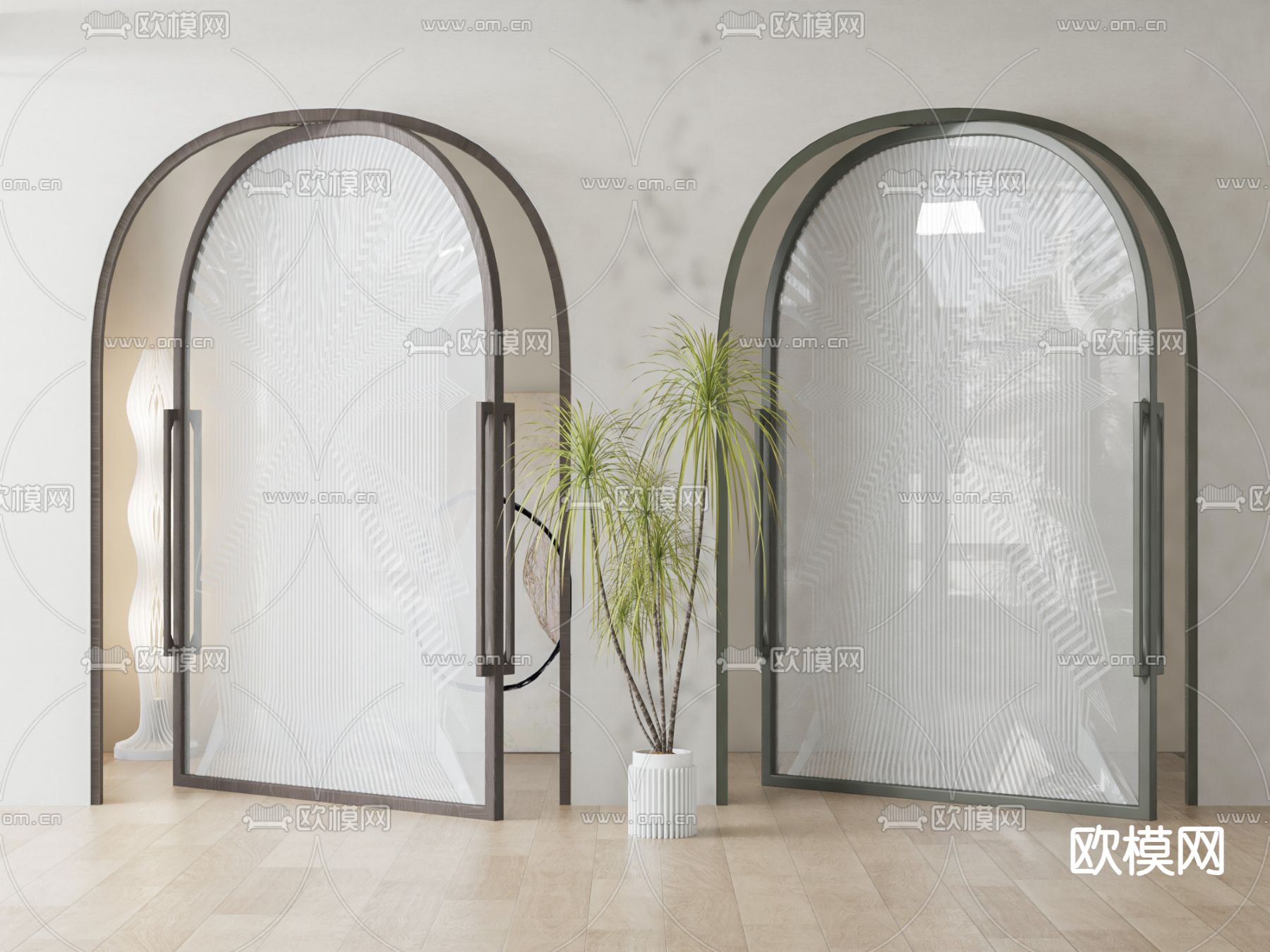 简欧旋转门su模型下载（渲染图2）