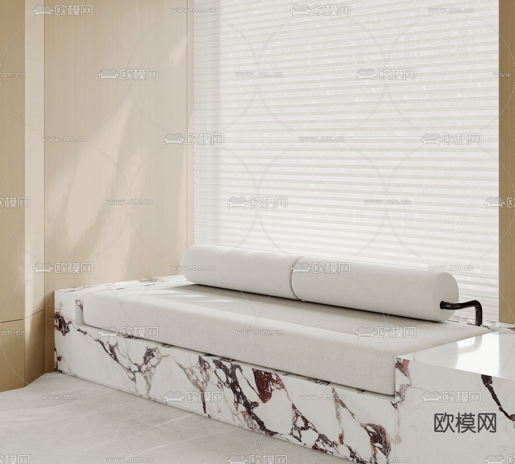 现代飘窗坐垫 飘窗沙发su模型下载（渲染图2）