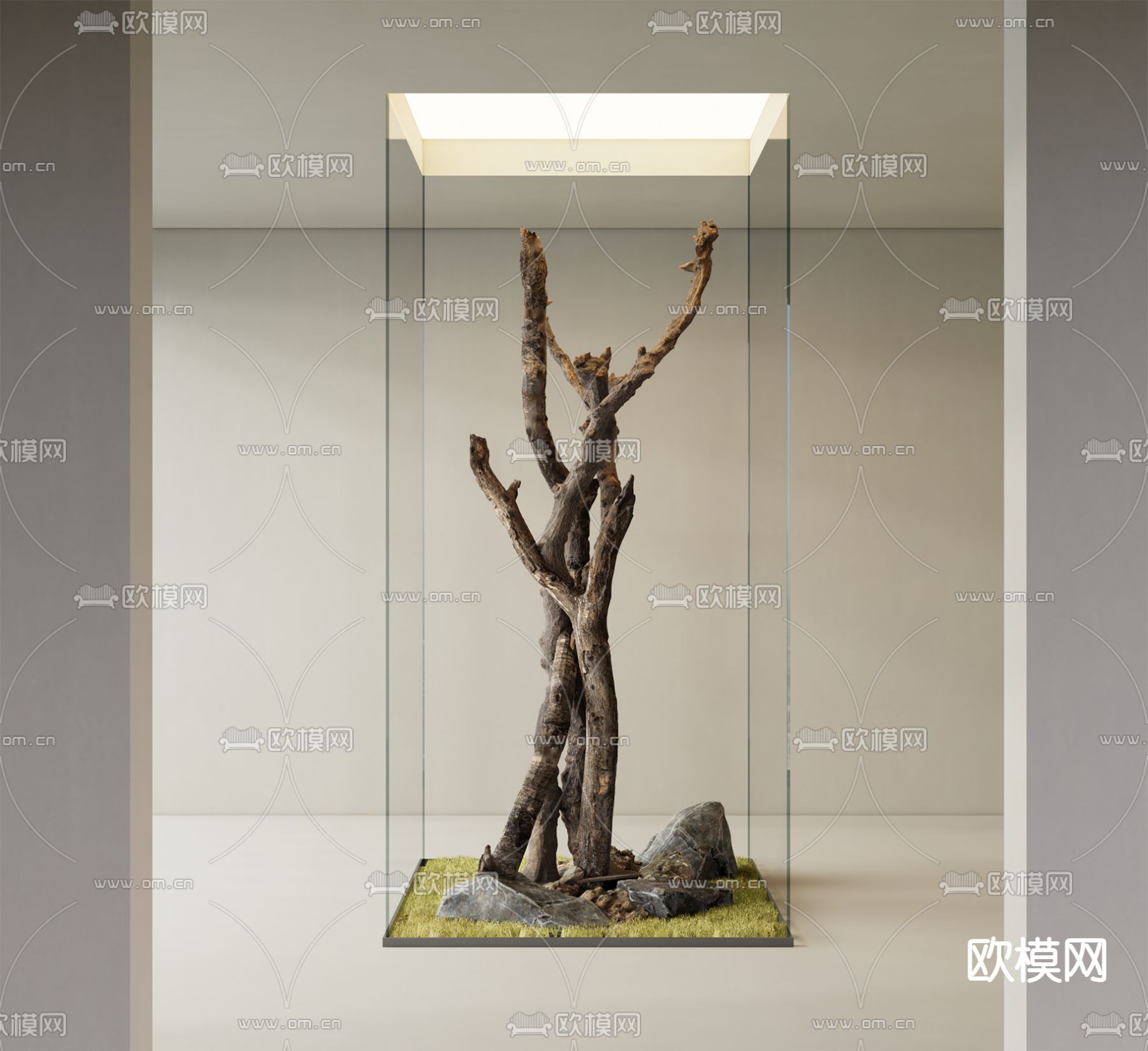 庭院小品 枯木景观3d模型下载