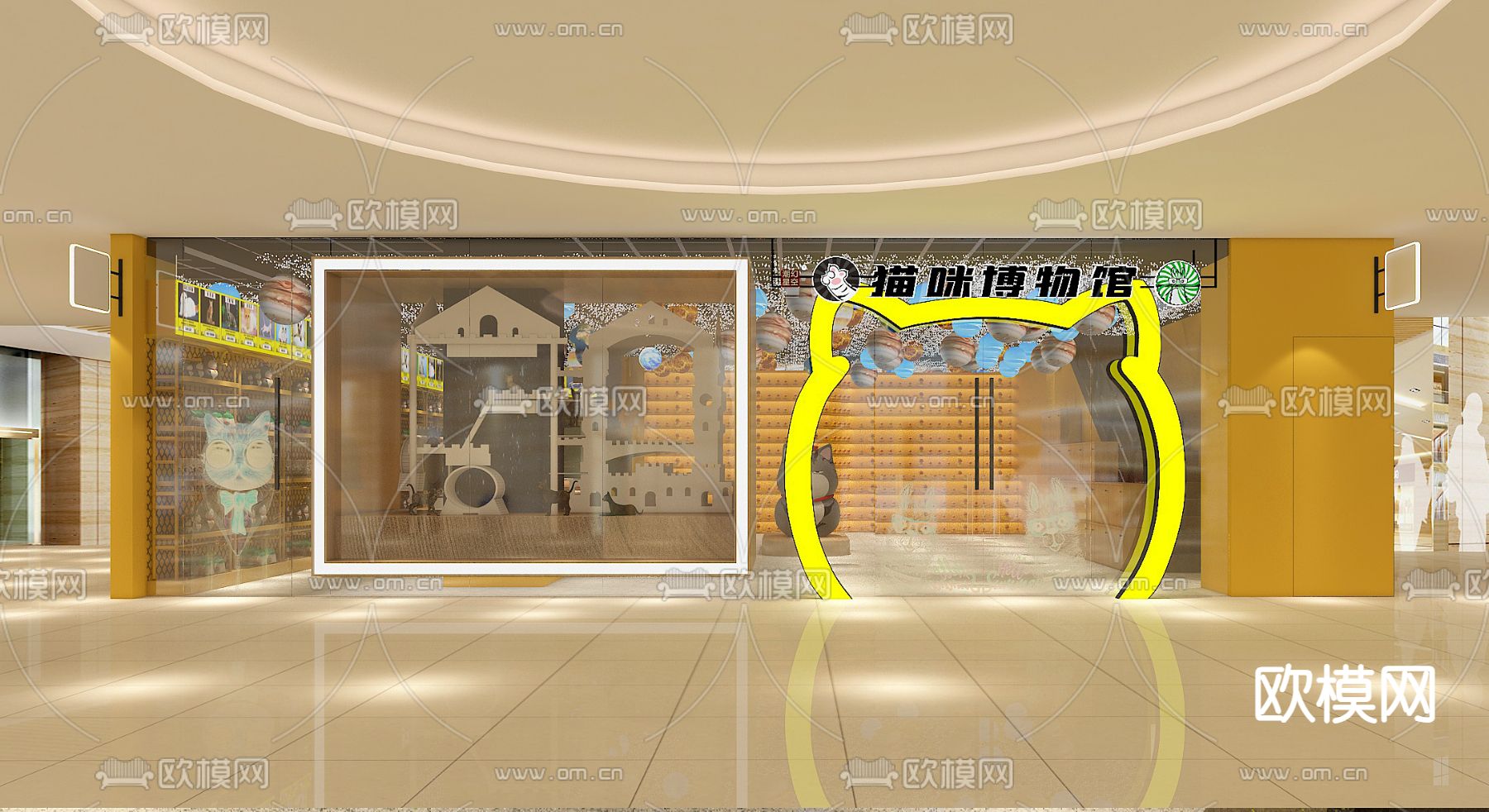 猫咪博物馆3d模型下载（渲染图2）