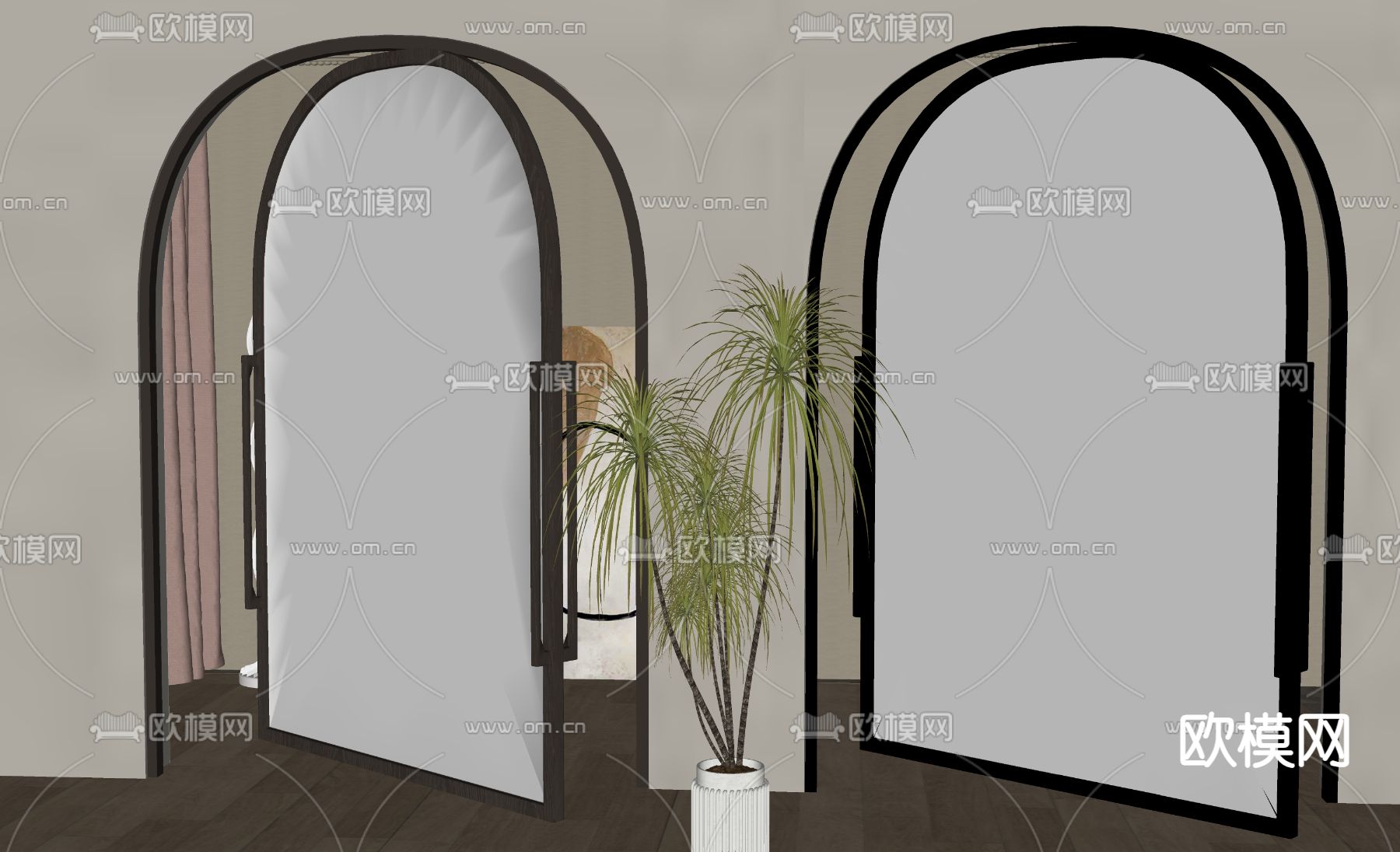简欧旋转门su模型下载（渲染图1）
