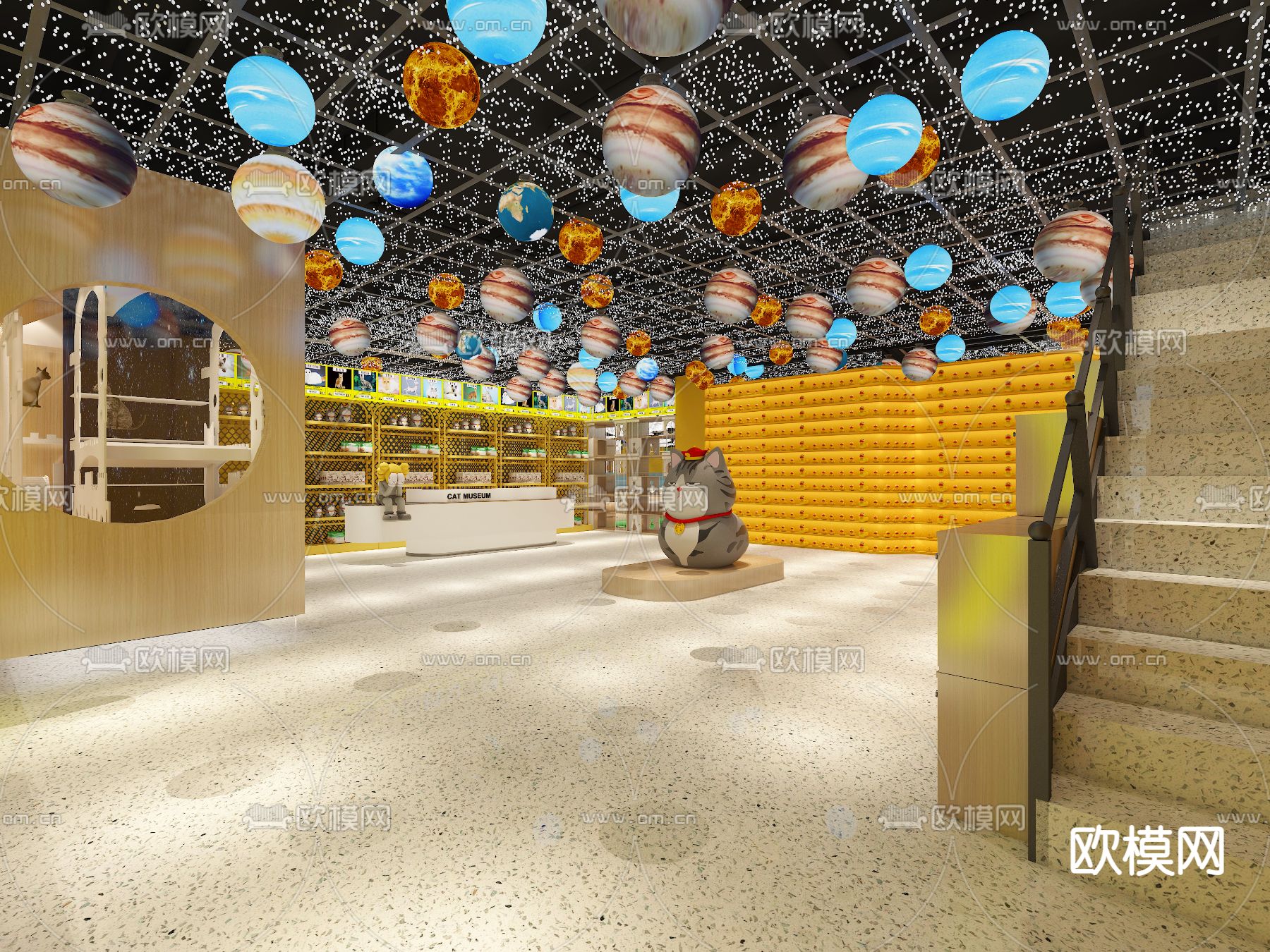 猫咪博物馆3d模型下载（渲染图1）