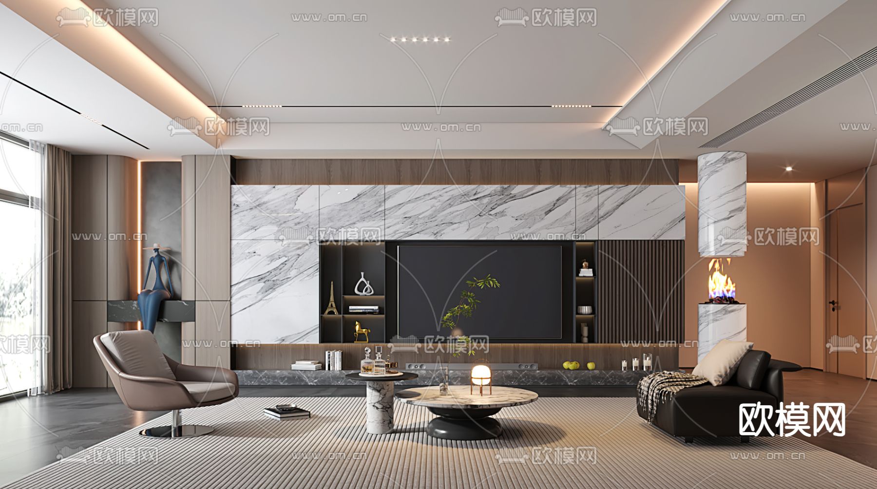 现代客厅3d模型下载（渲染图2）