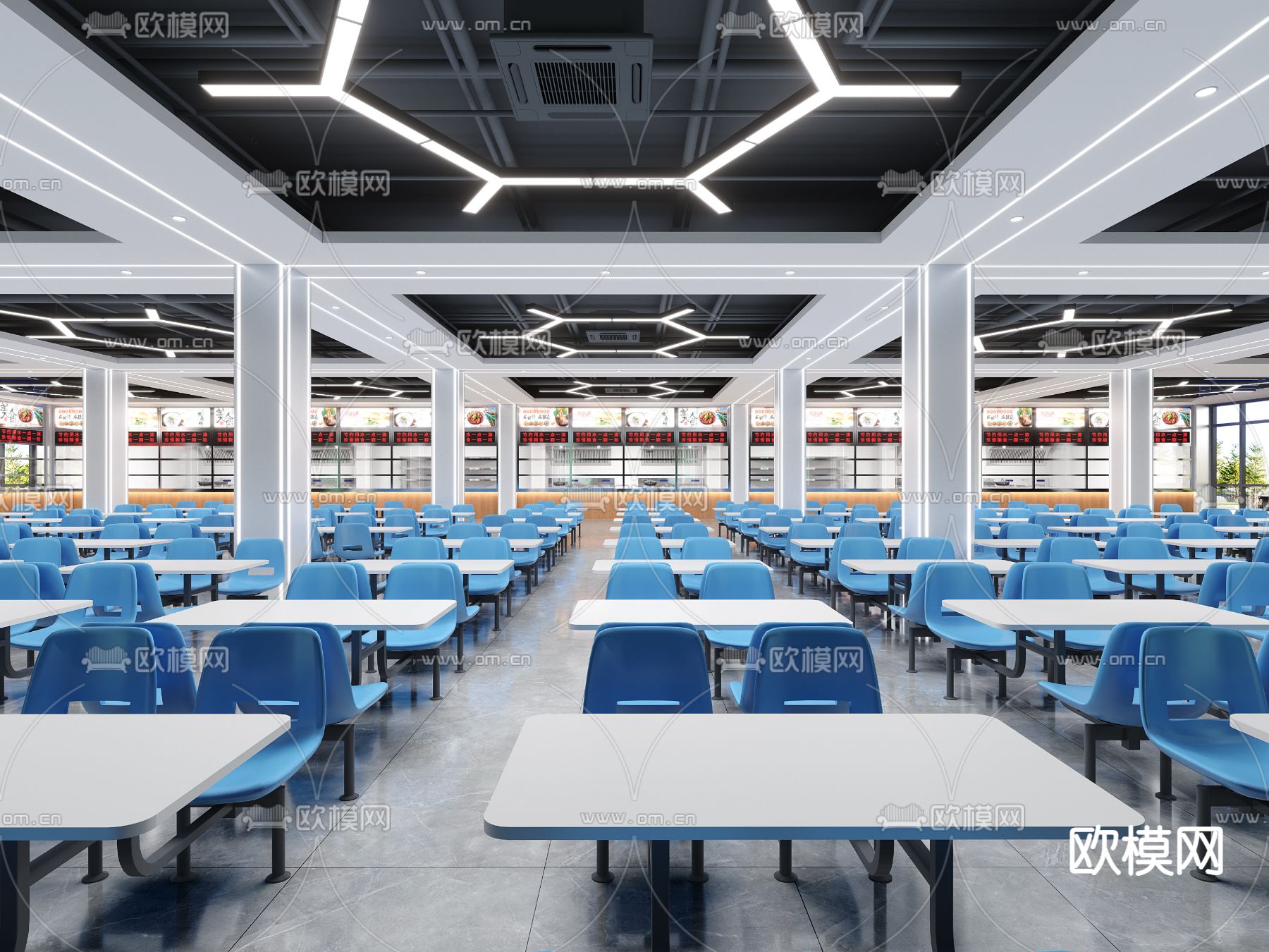 员工餐厅 职工食堂3d模型下载