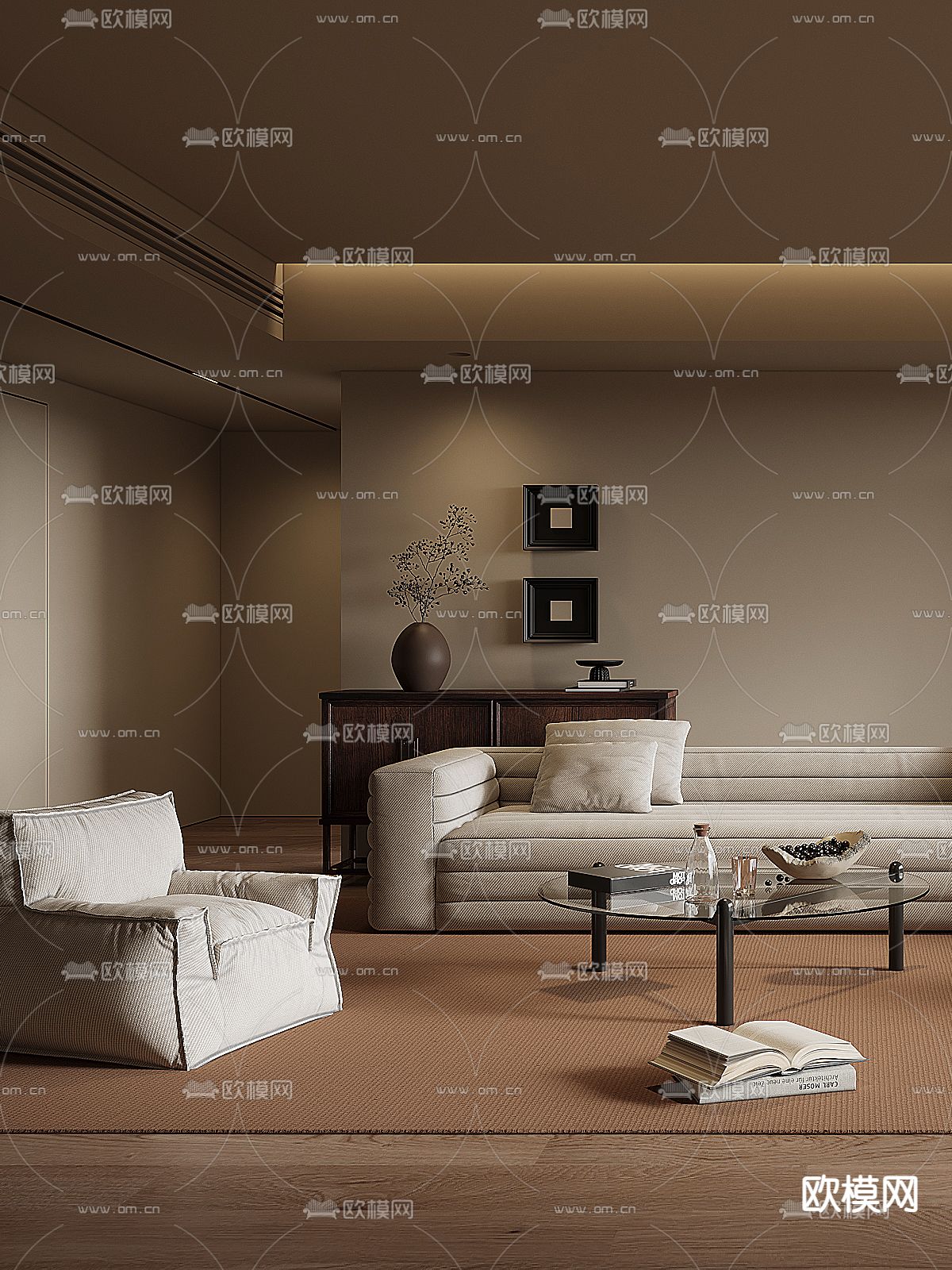中古风客厅3d模型下载（渲染图3）