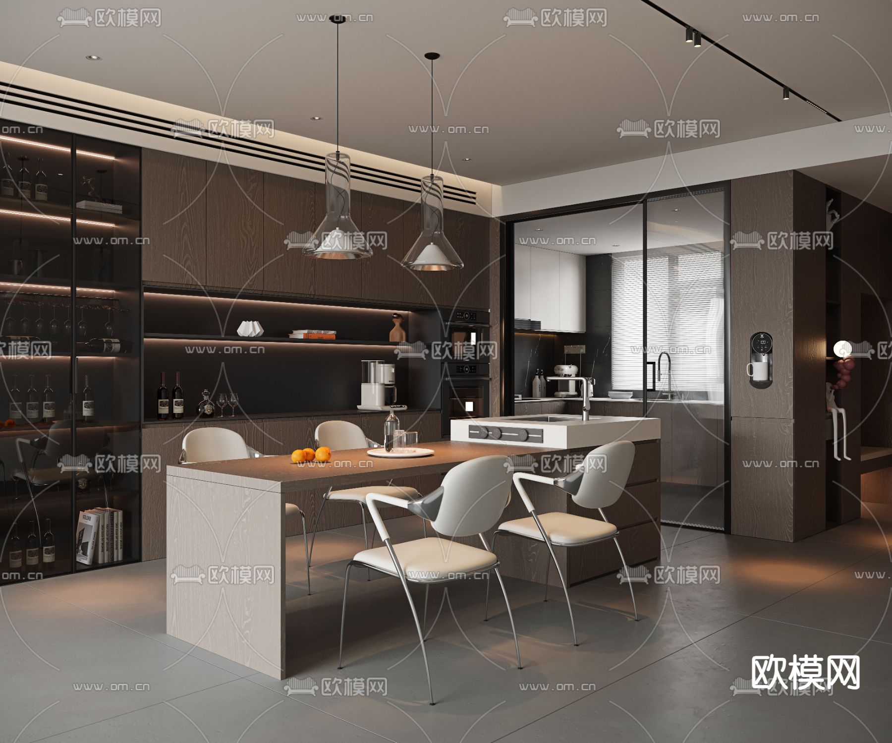 现代餐厅 中岛餐厅3d模型下载