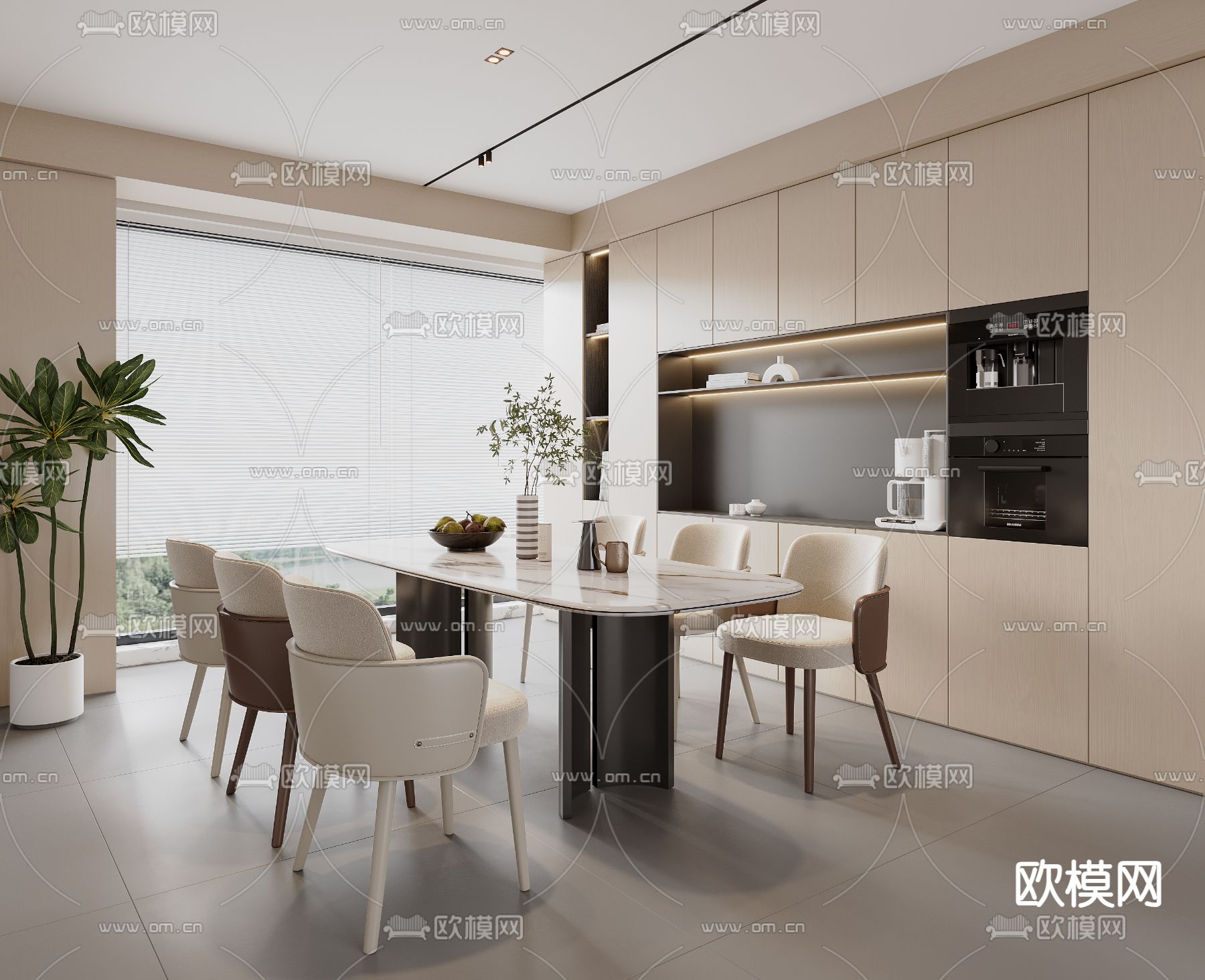 现代餐厅3d模型下载