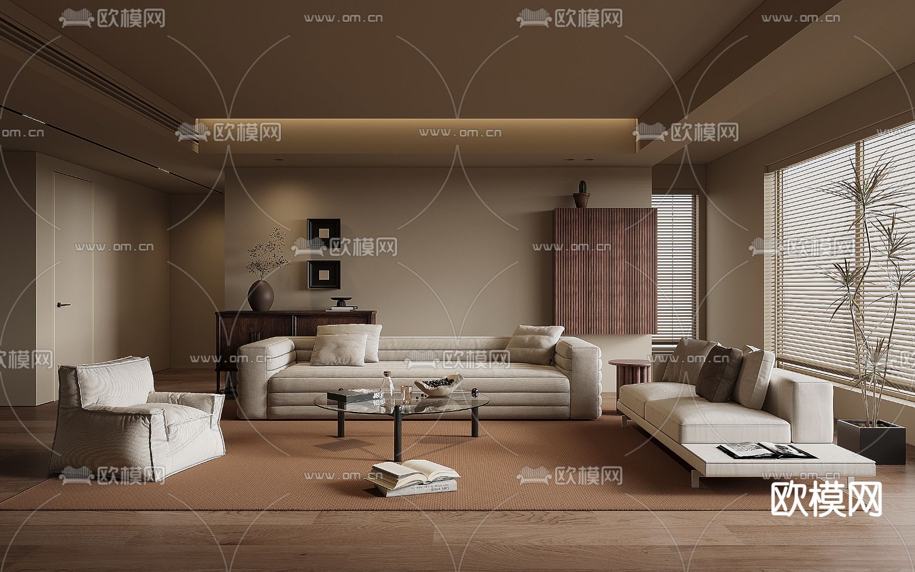 中古风客厅3d模型下载（渲染图1）