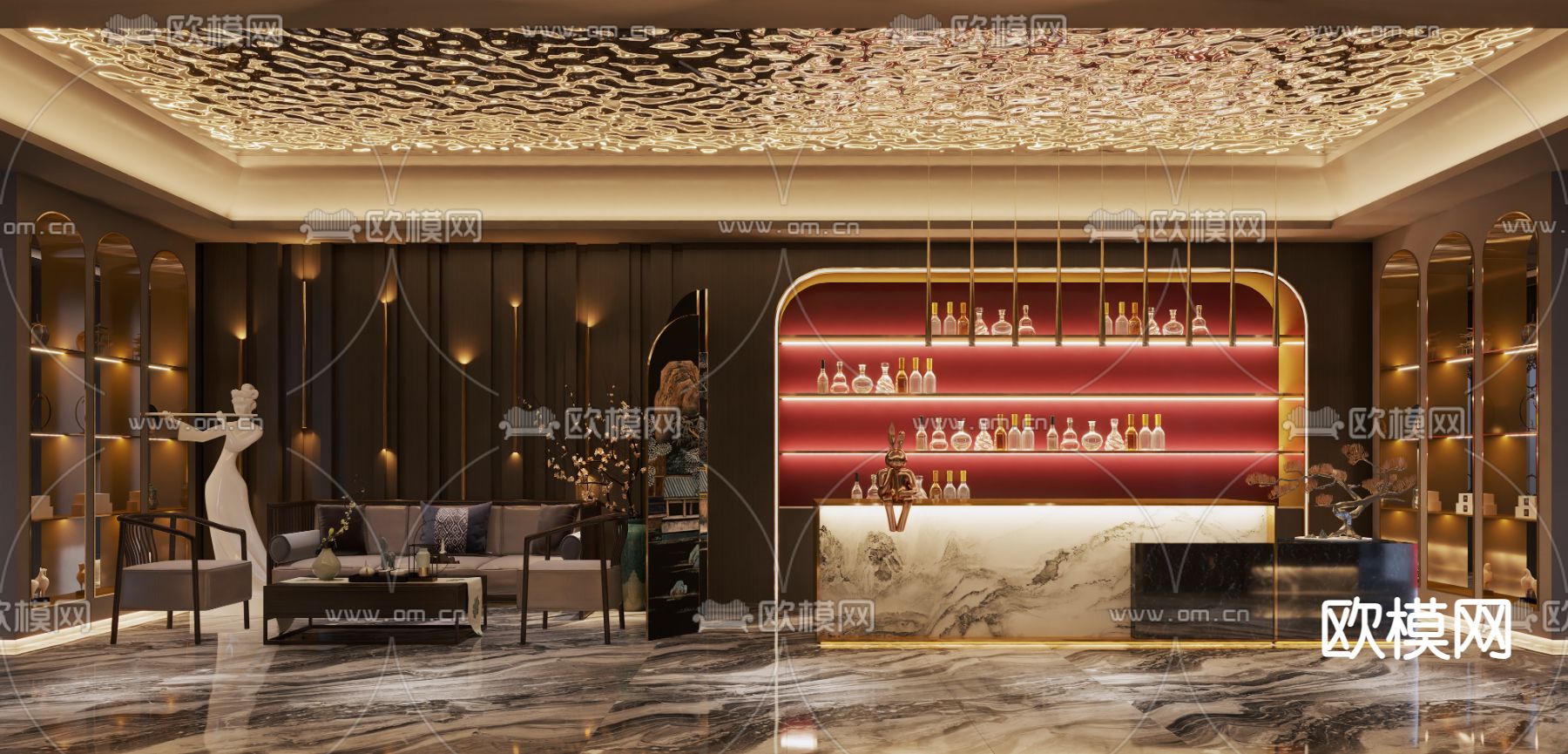 洗浴大厅 足浴大厅3d模型下载（渲染图1）