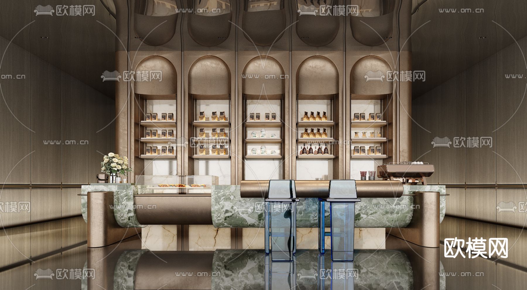 售楼处水吧 咖啡区3d模型下载（渲染图1）