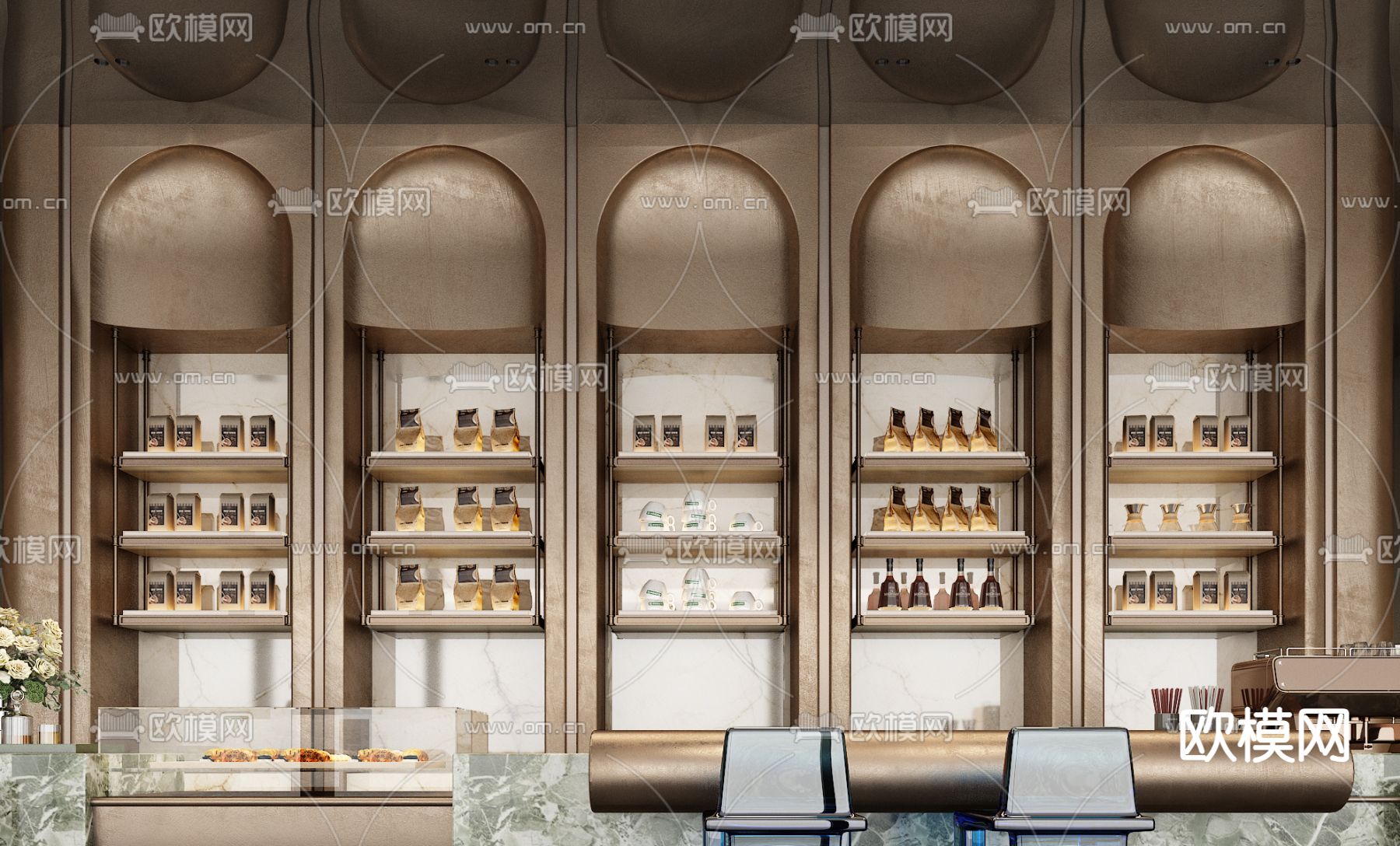 售楼处水吧 咖啡区3d模型下载（渲染图3）
