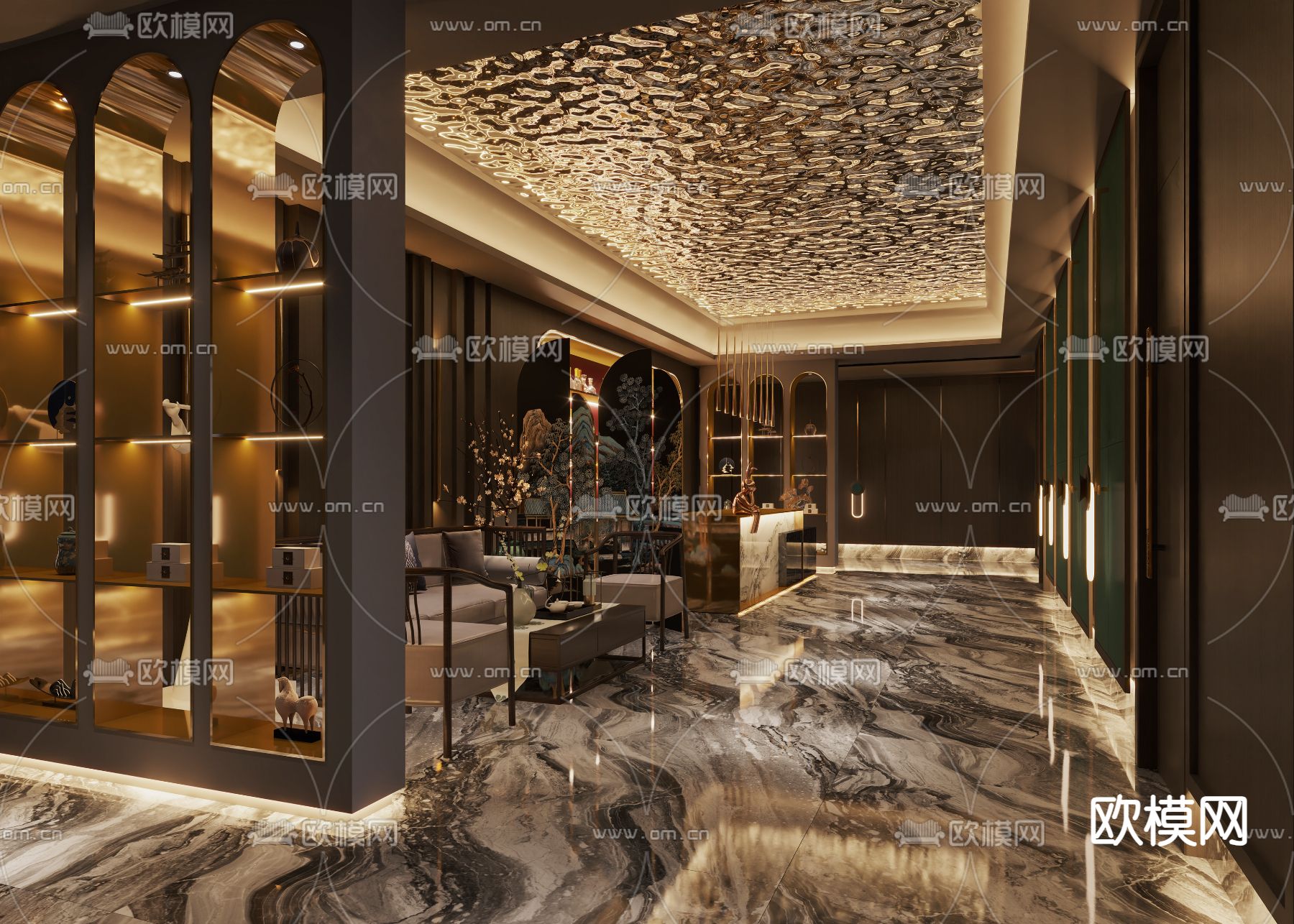 洗浴大厅 足浴大厅3d模型下载（渲染图2）