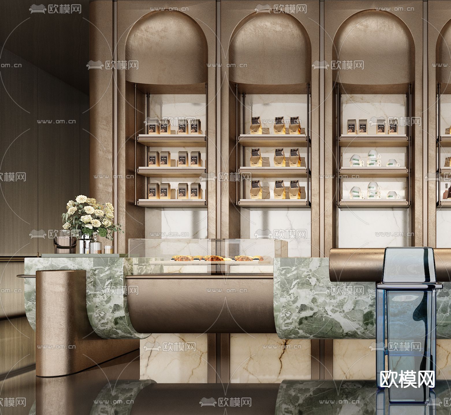 售楼处水吧 咖啡区3d模型下载（渲染图2）