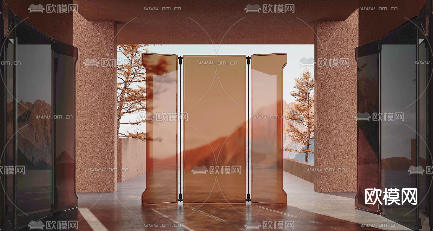 现代玻璃屏风3d模型下载