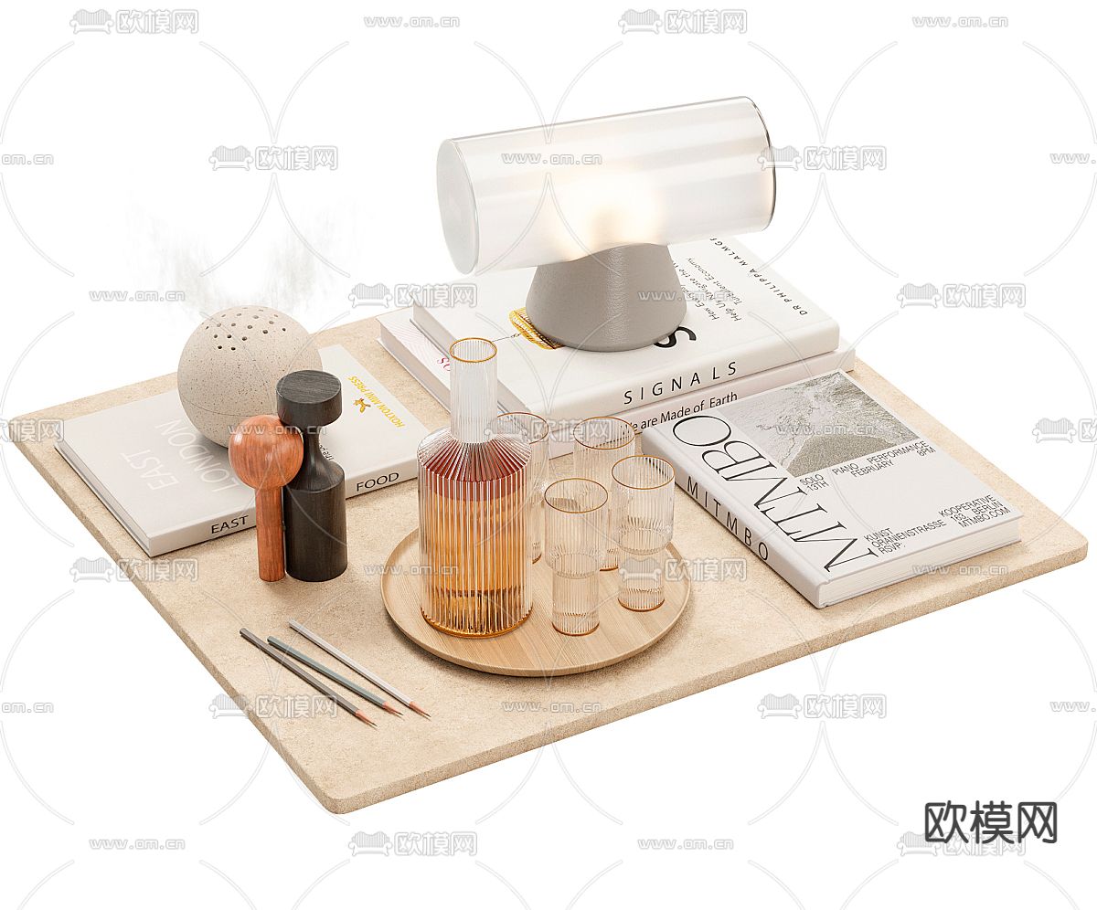 桌面摆件 香薰 台灯3d模型下载（渲染图1）