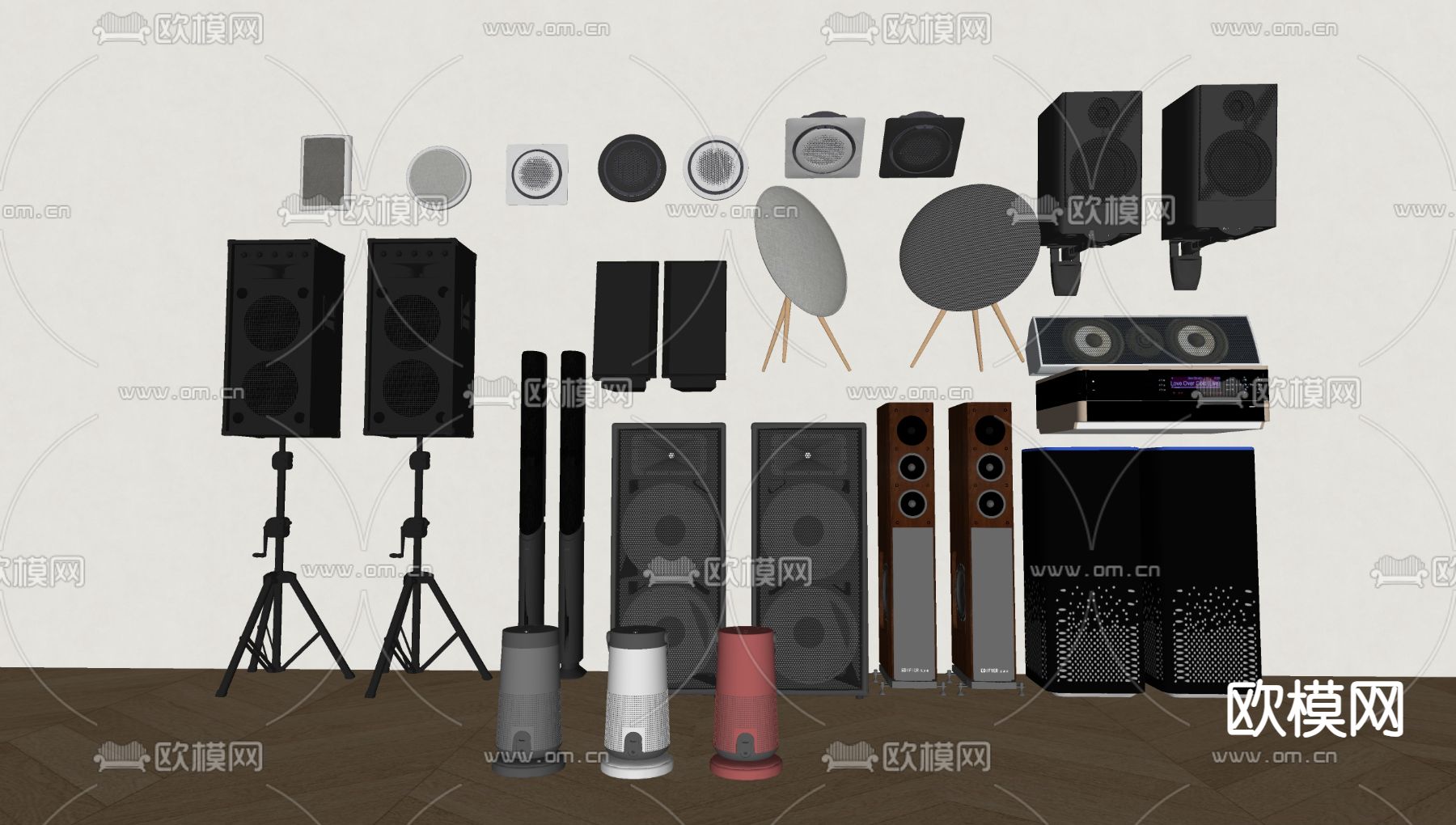 吸顶音响 立式音响 蓝牙音响su模型下载（渲染图1）