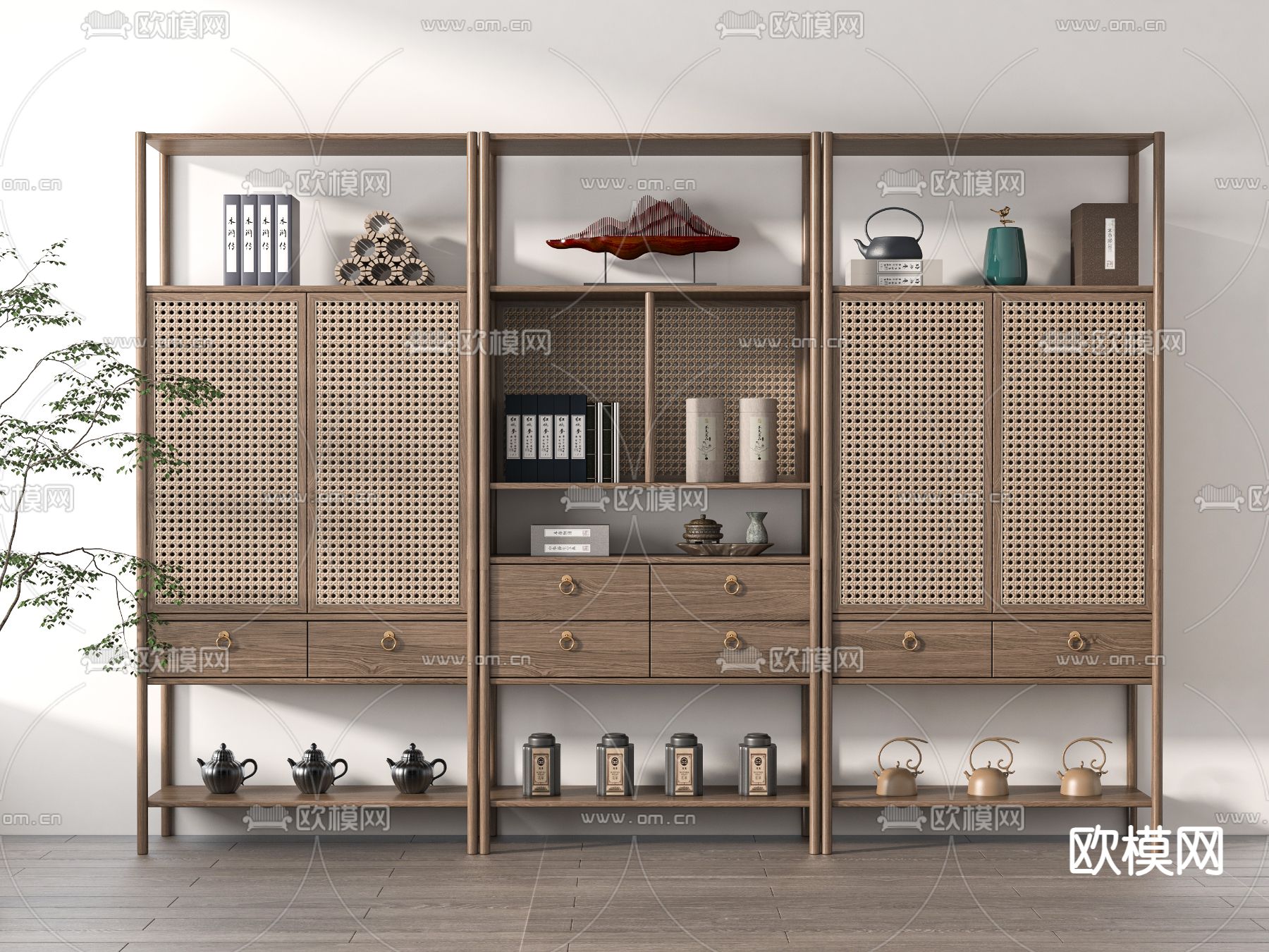 博古架 茶水柜 新中式陈列柜3d模型下载
