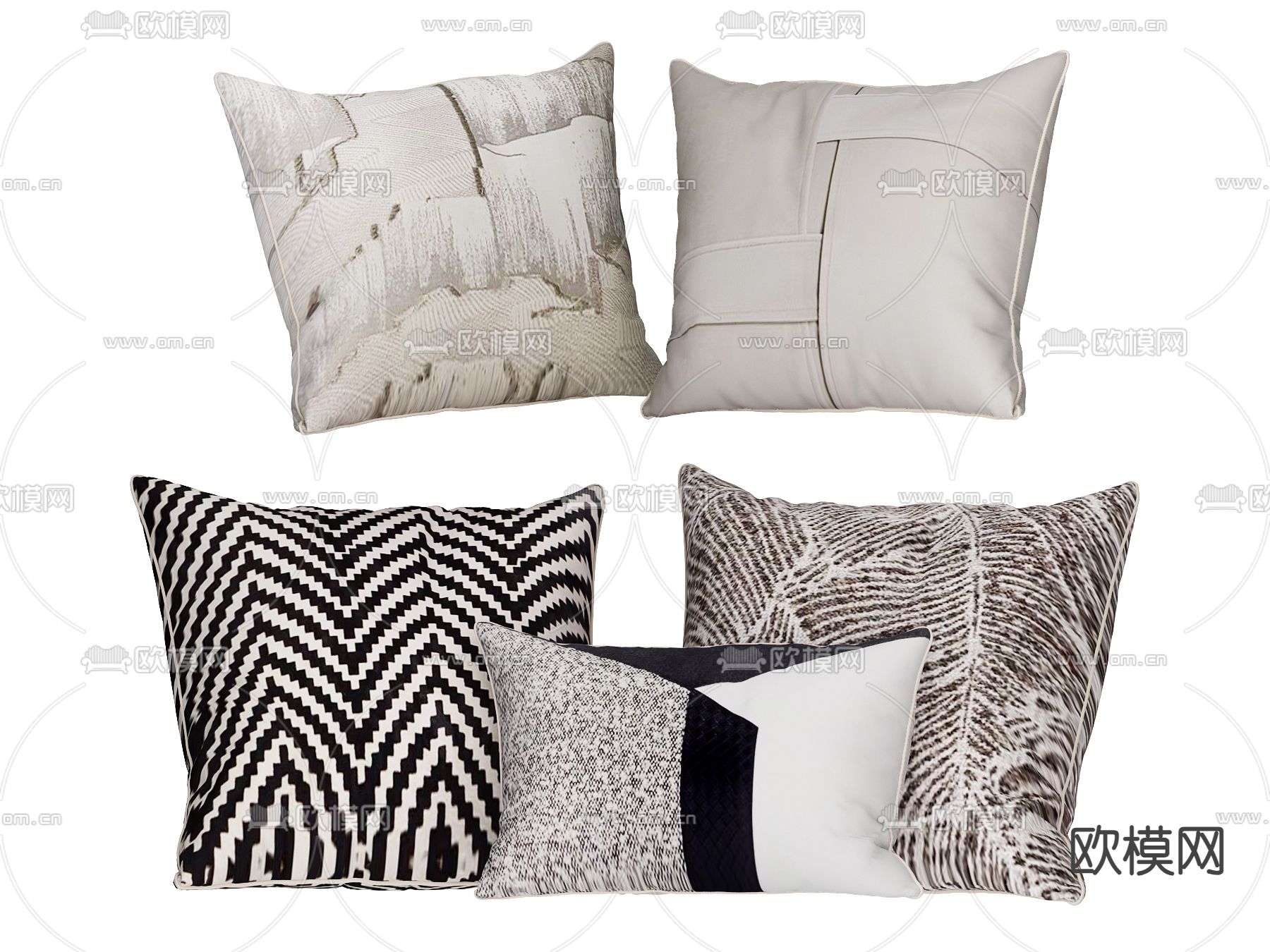 黑白抱枕 靠枕 枕头3d模型下载