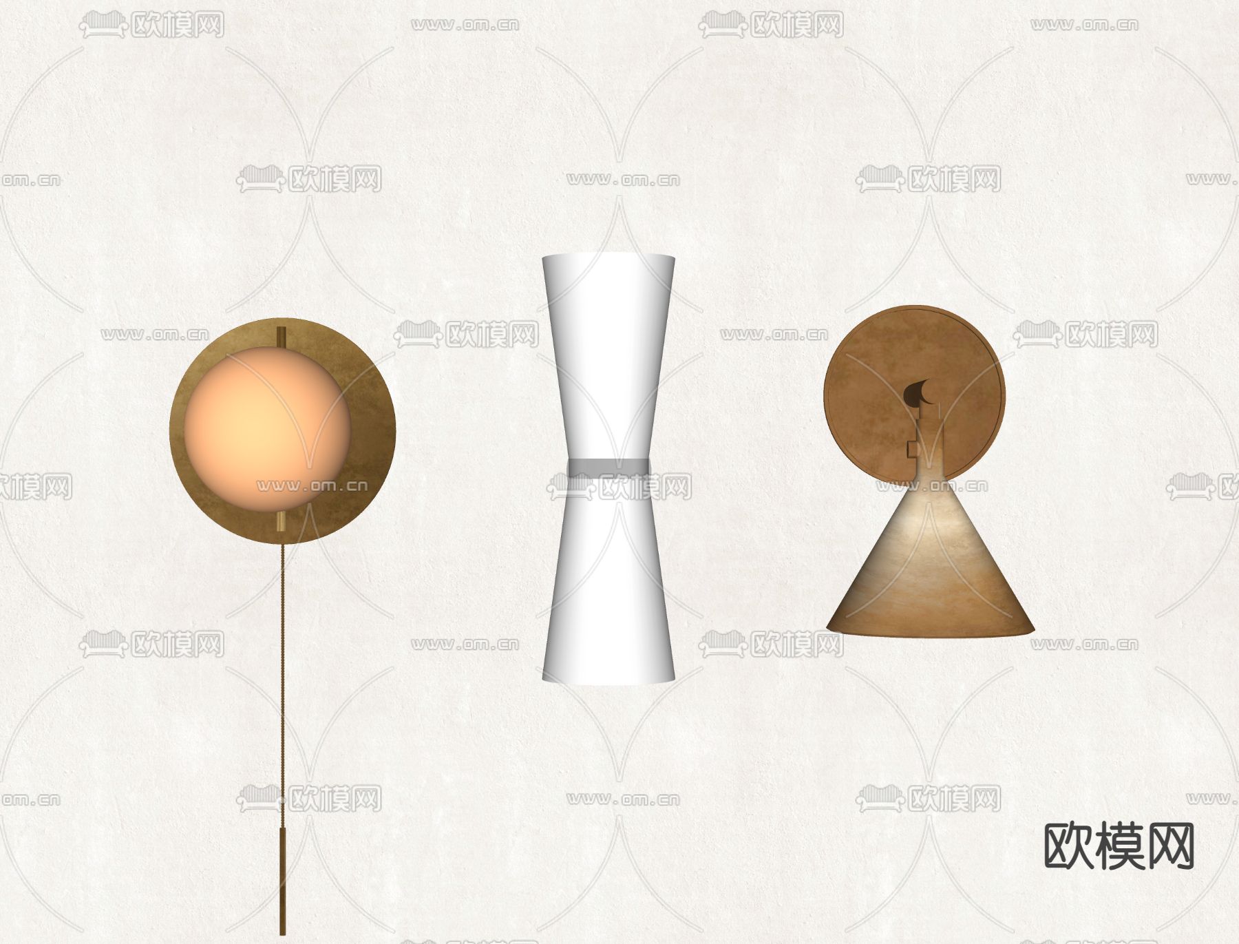 现代壁灯 工业风壁灯su模型下载（渲染图3）