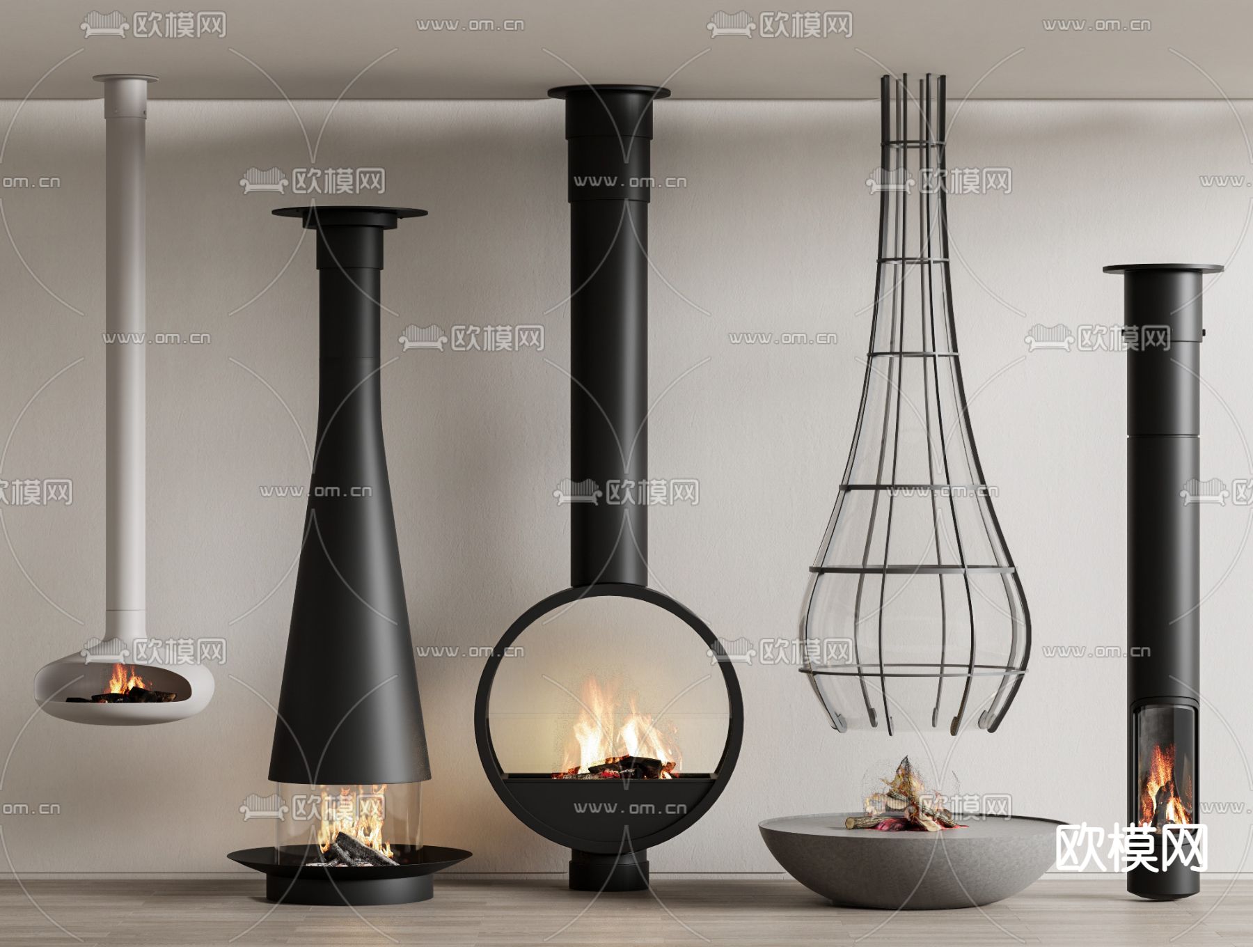 现代壁炉 雾化壁炉su模型下载（渲染图2）