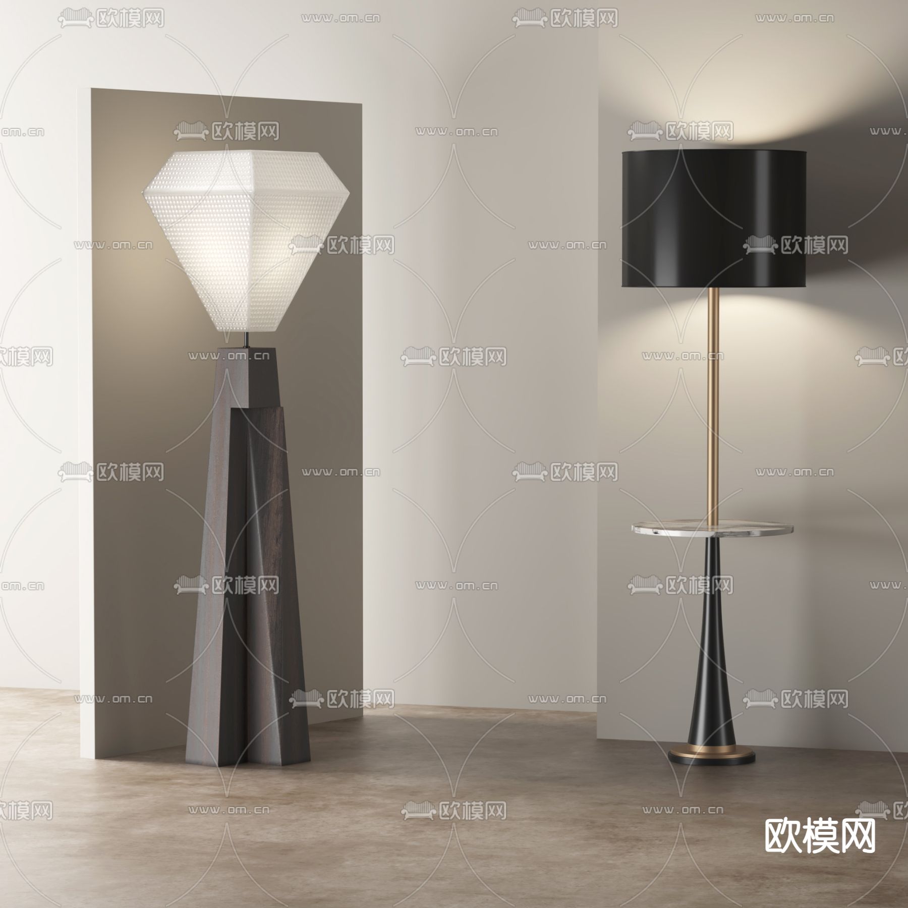 现代落地灯su模型下载（渲染图1）