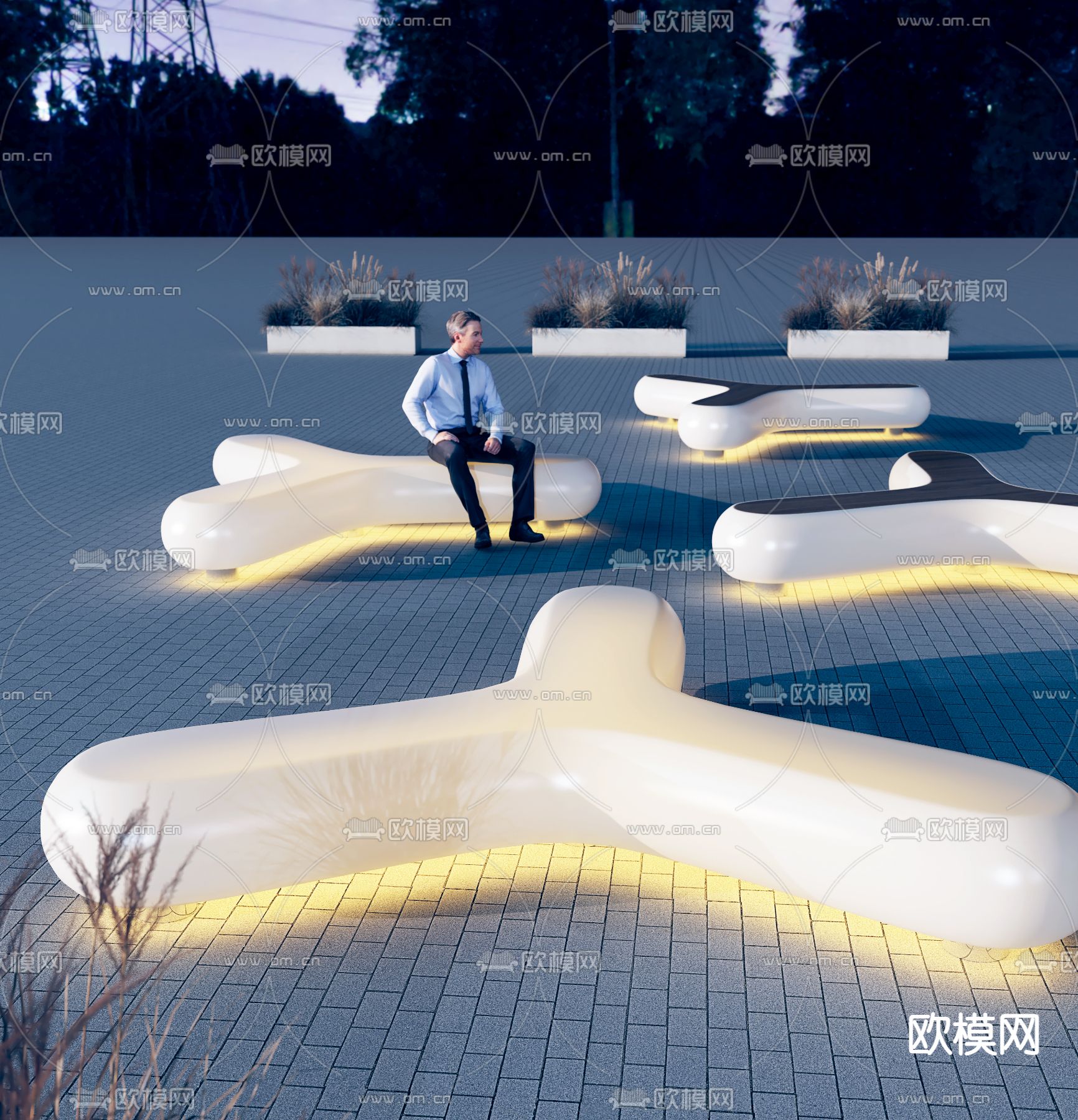 发光休闲凳su模型下载（渲染图3）