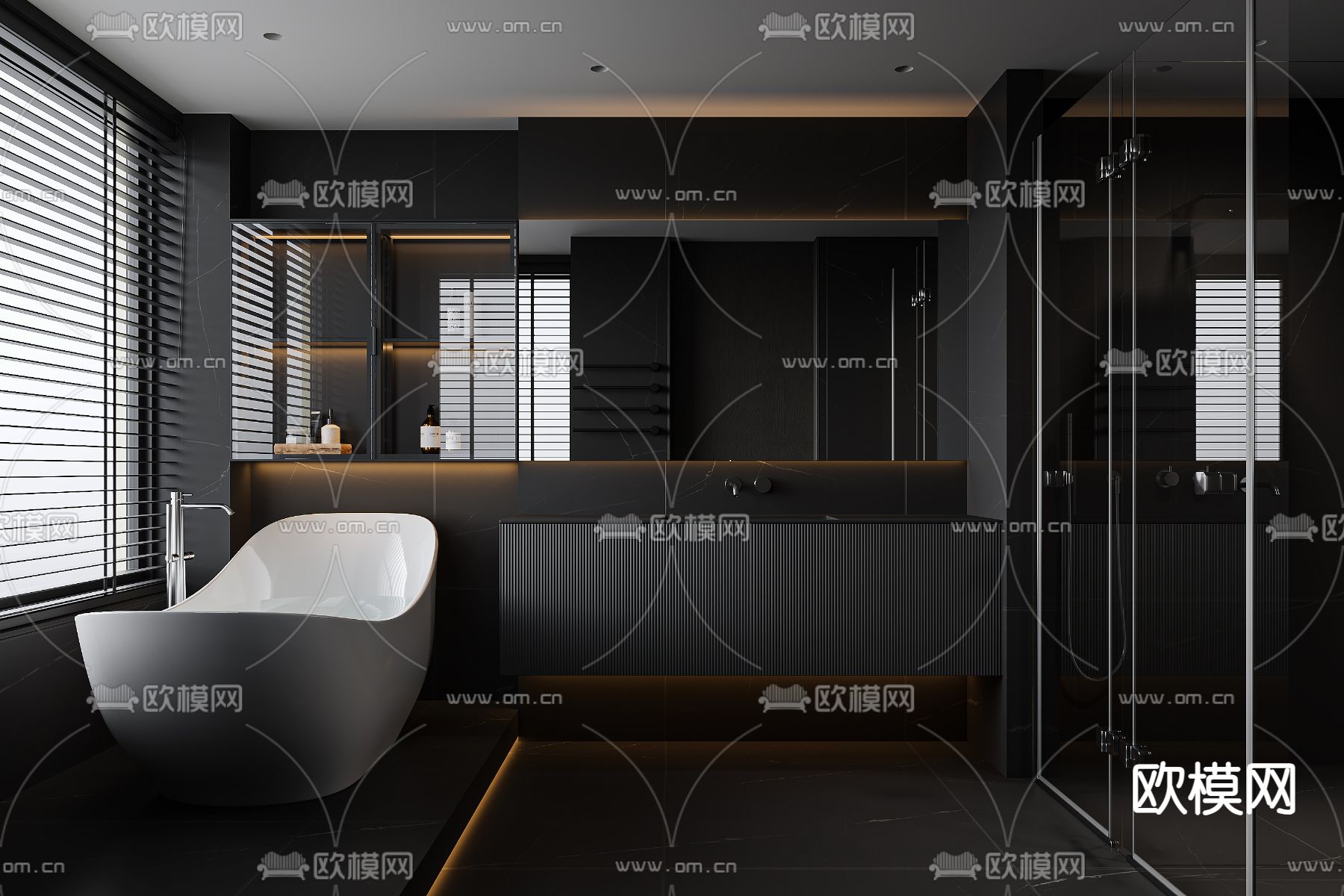 暗黑风卫生间 浴室 洗手间3d模型下载