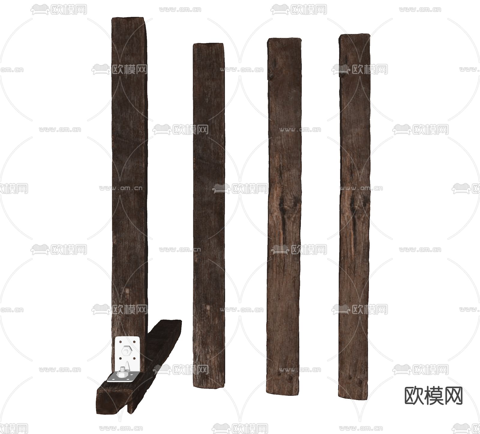 现代旧木头柱子su模型下载（渲染图1）