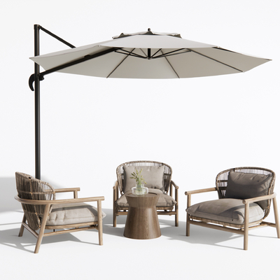  现代户外椅 休闲椅 遮阳伞su模型 