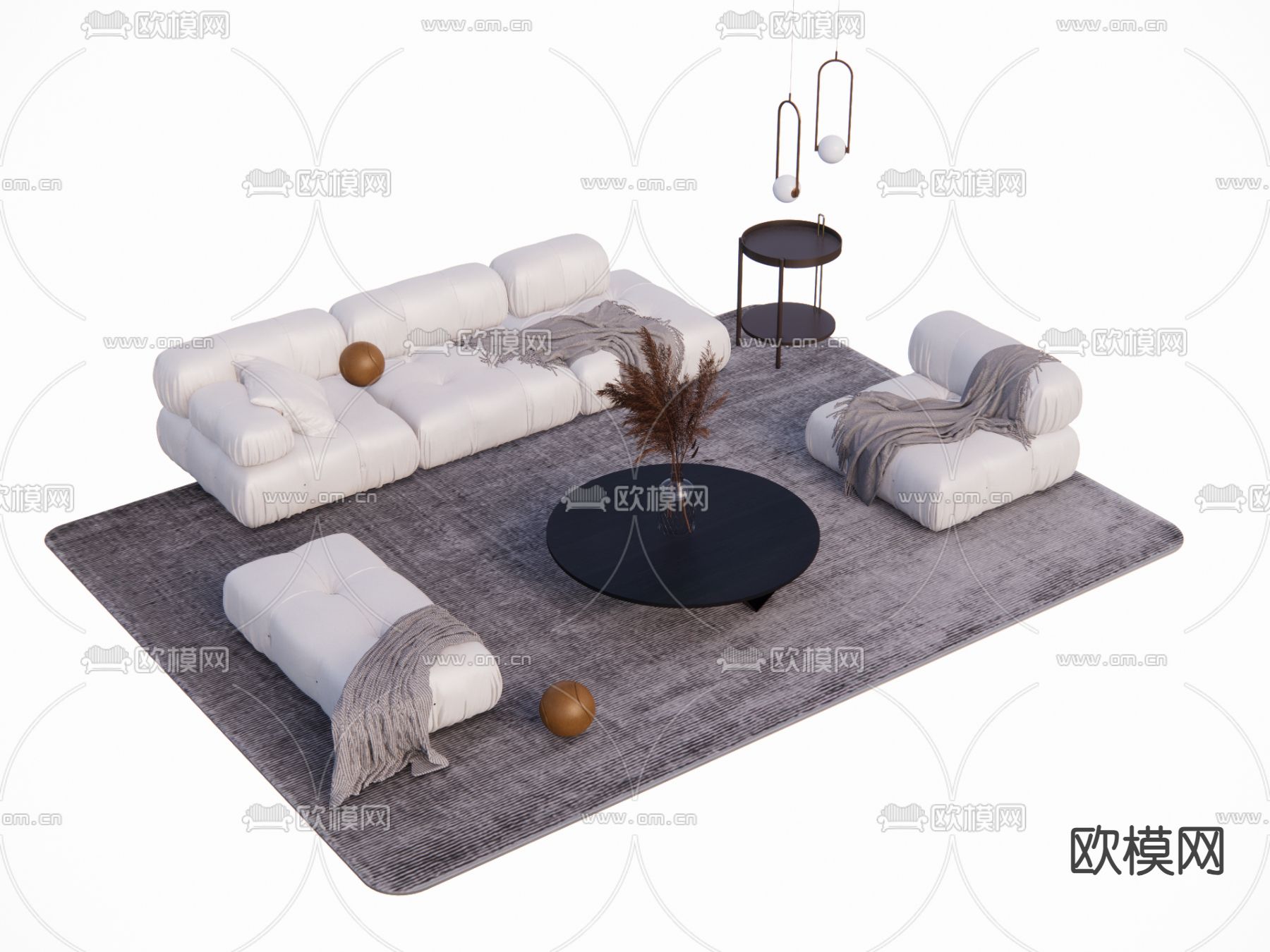 Minotti现代组合沙发su模型下载（渲染图1）