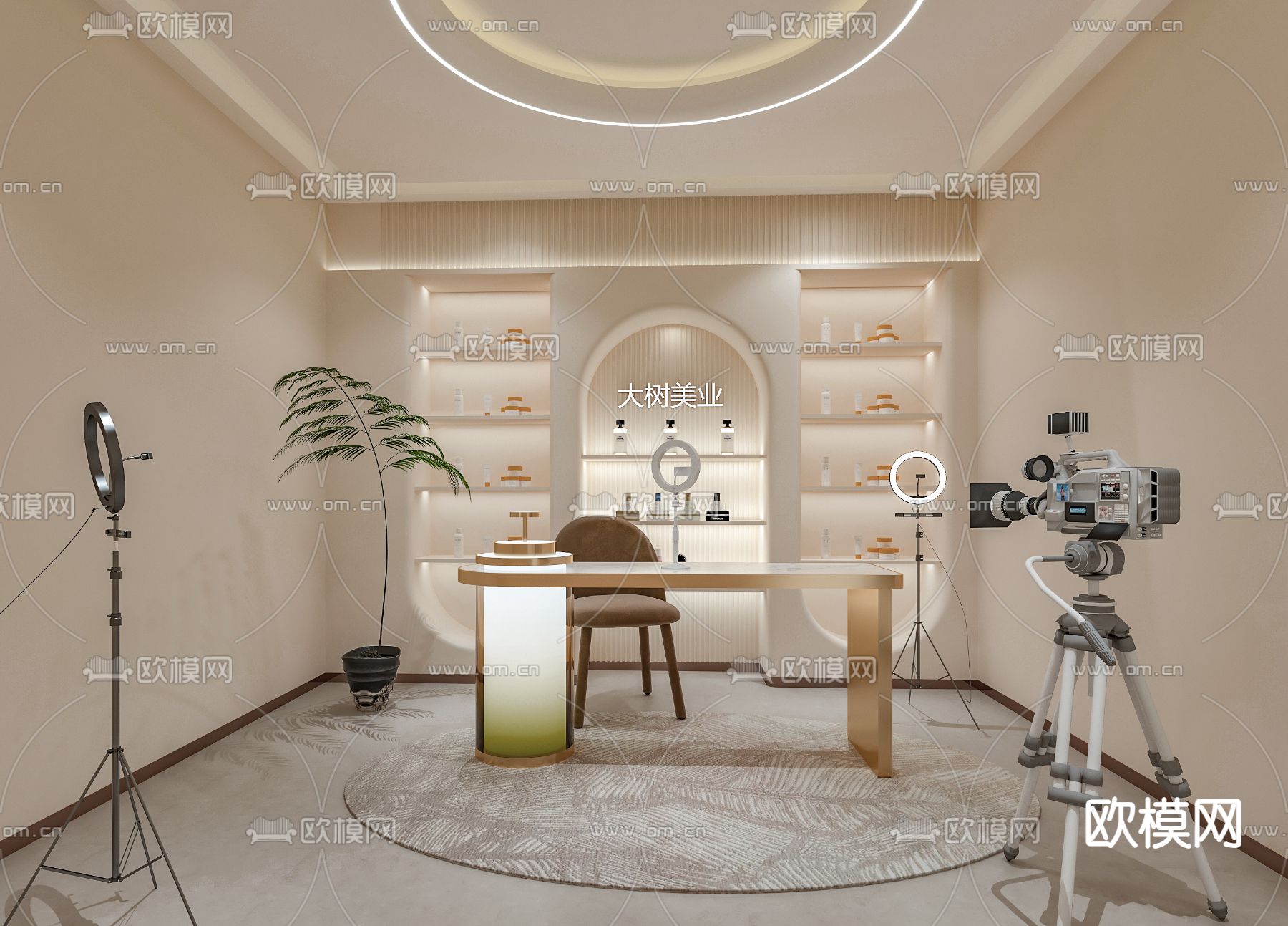 现代直播间su模型下载（渲染图2）