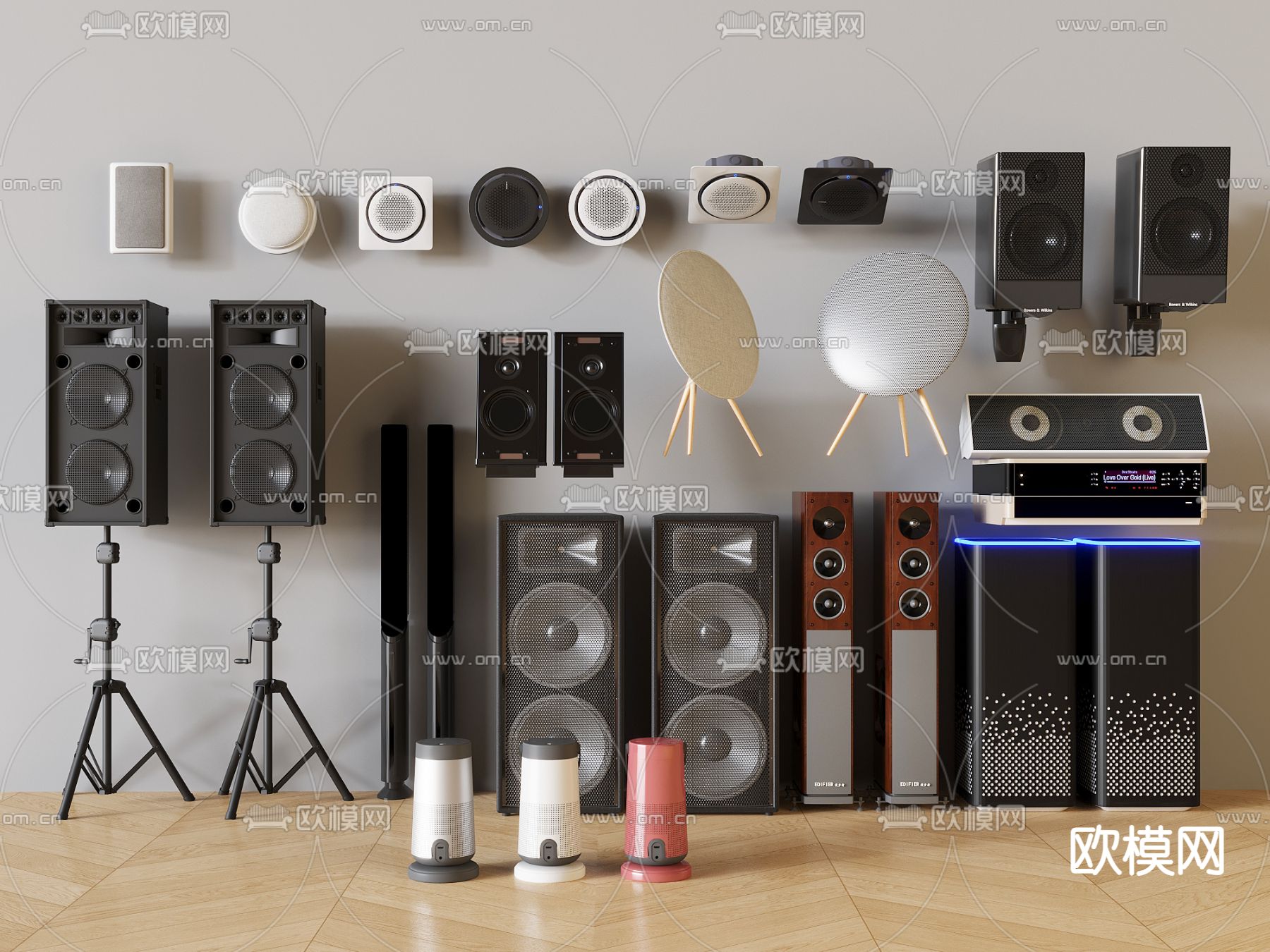 吸顶音响 立式音响 蓝牙音响su模型下载（渲染图2）