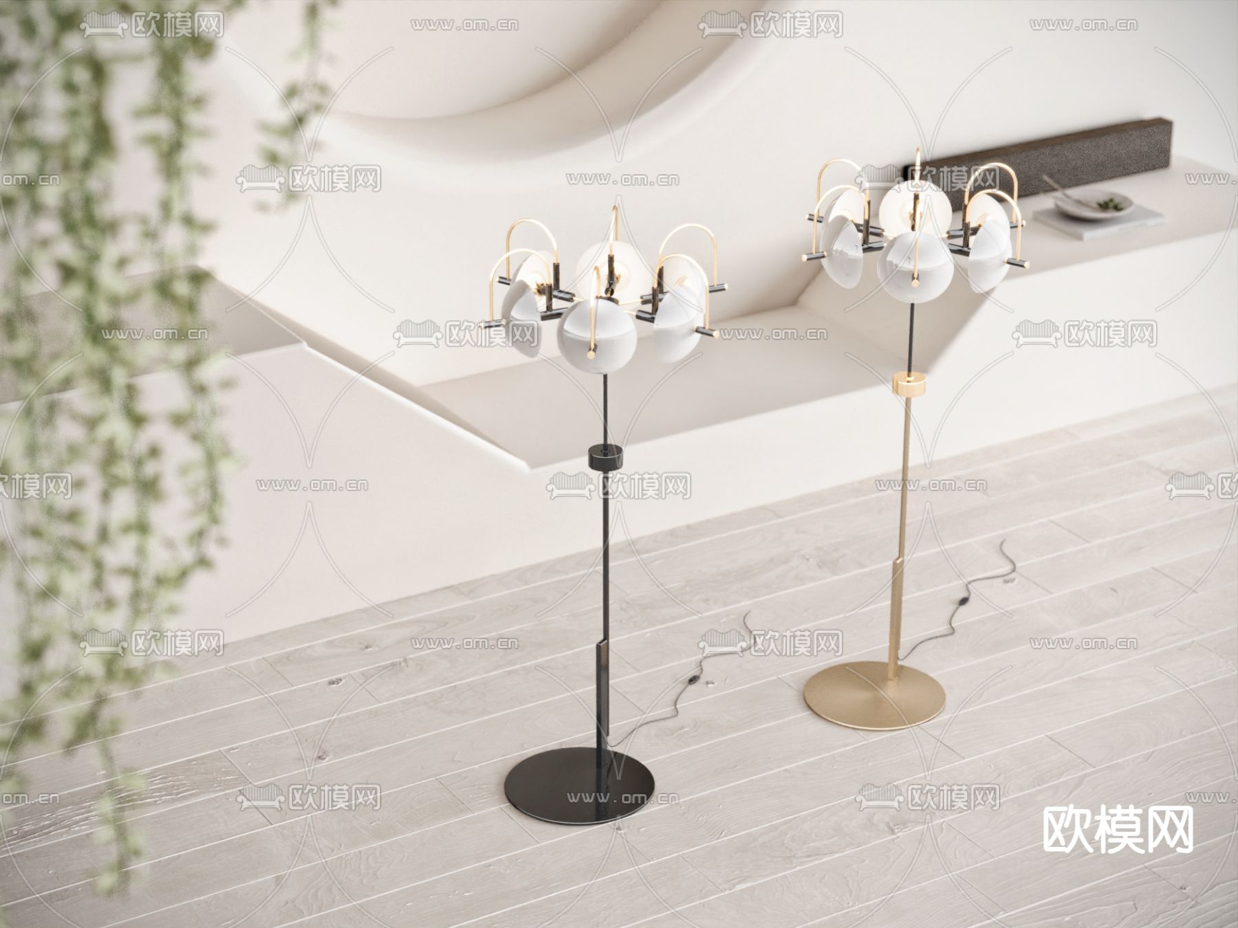 现代落地灯su模型下载（渲染图1）
