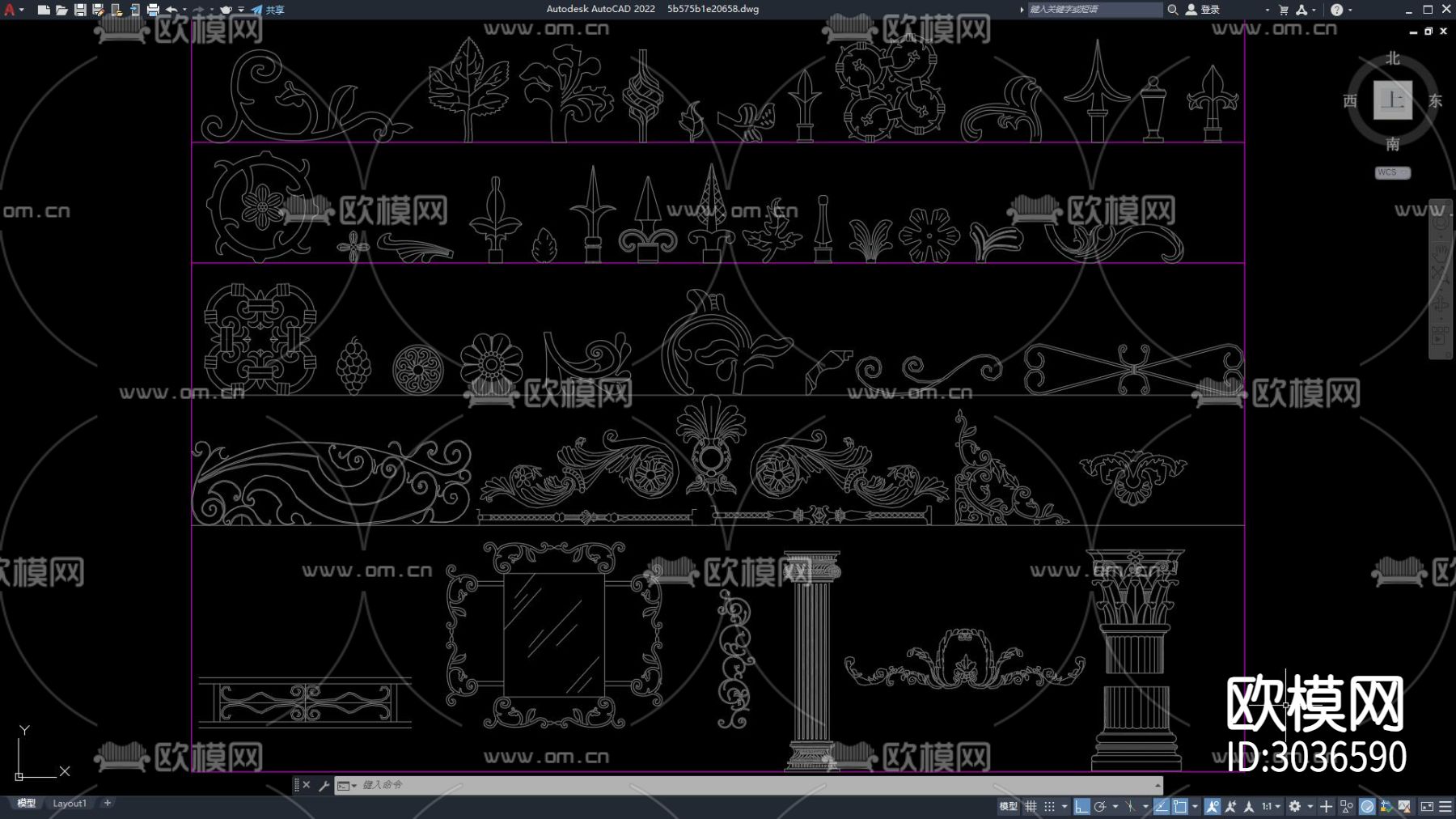 雕塑 浮雕 欧式古典风格浮雕 装饰构件 石膏线cad图库下载