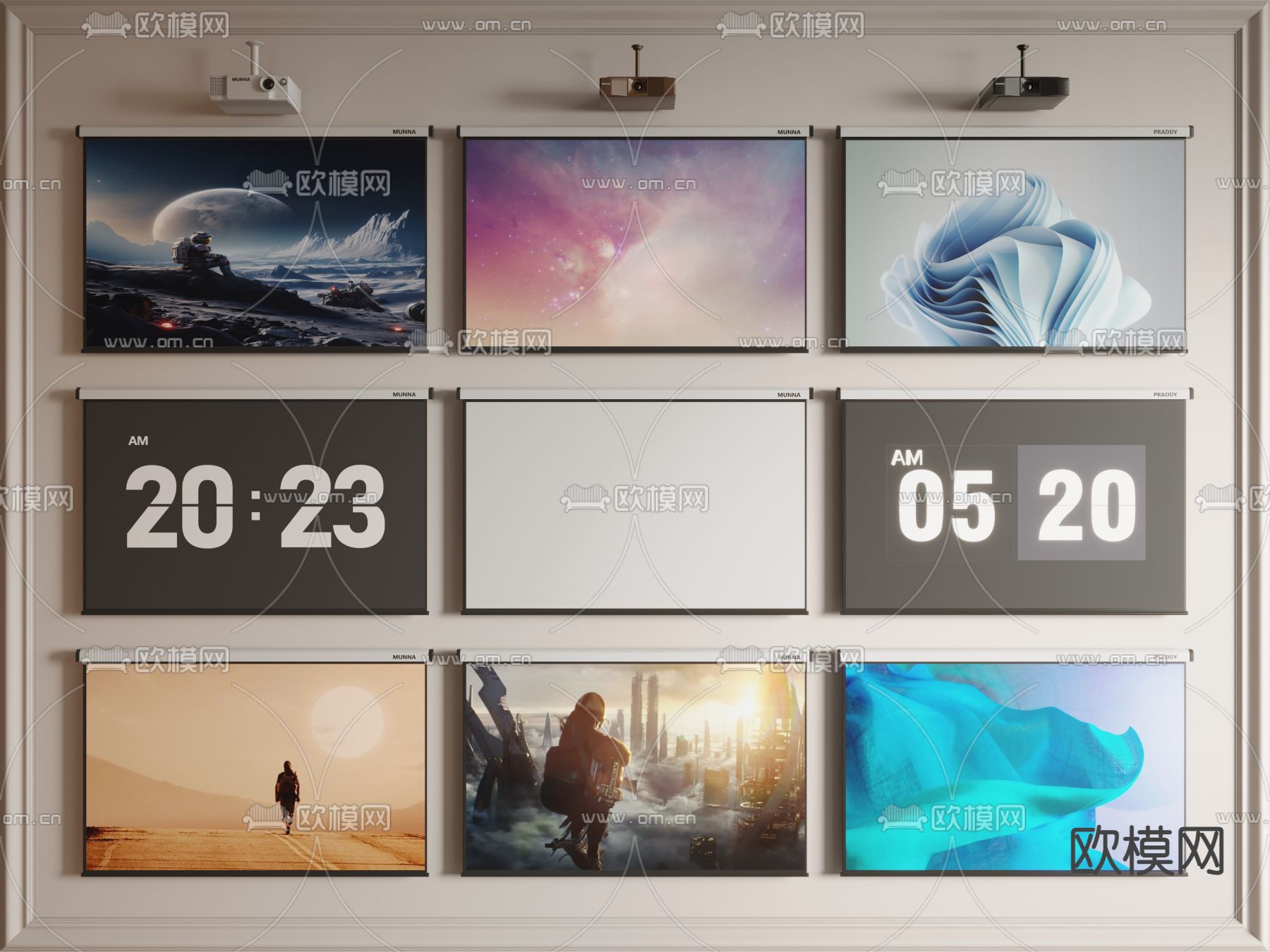 投影仪 投影幕布3d模型下载