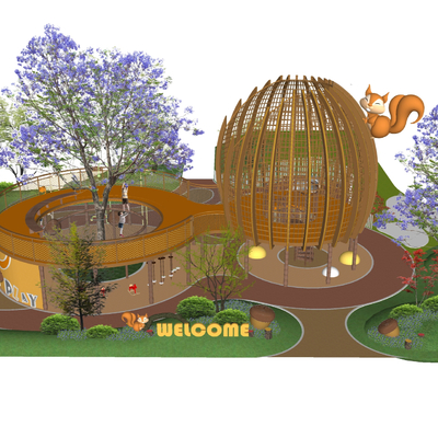  现代儿童活动区 公园su模型 