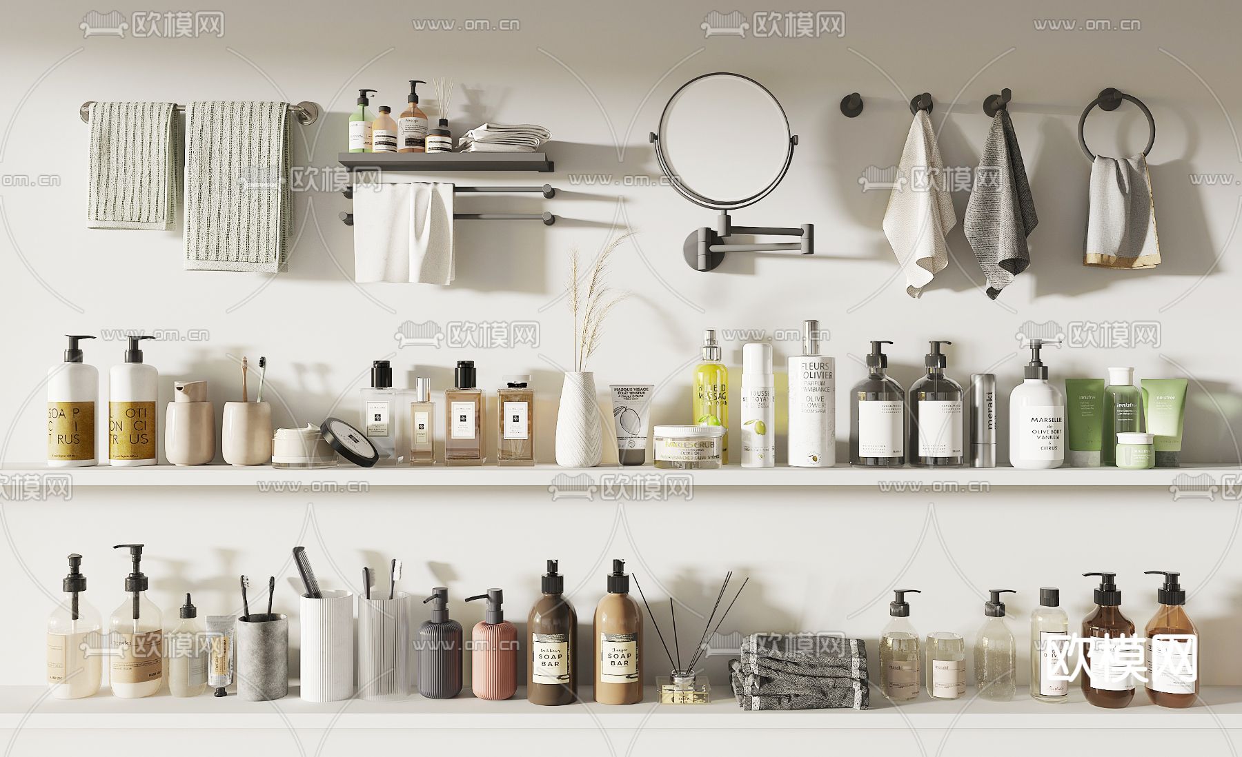 洗浴用品 毛巾 沐浴露3d模型下载