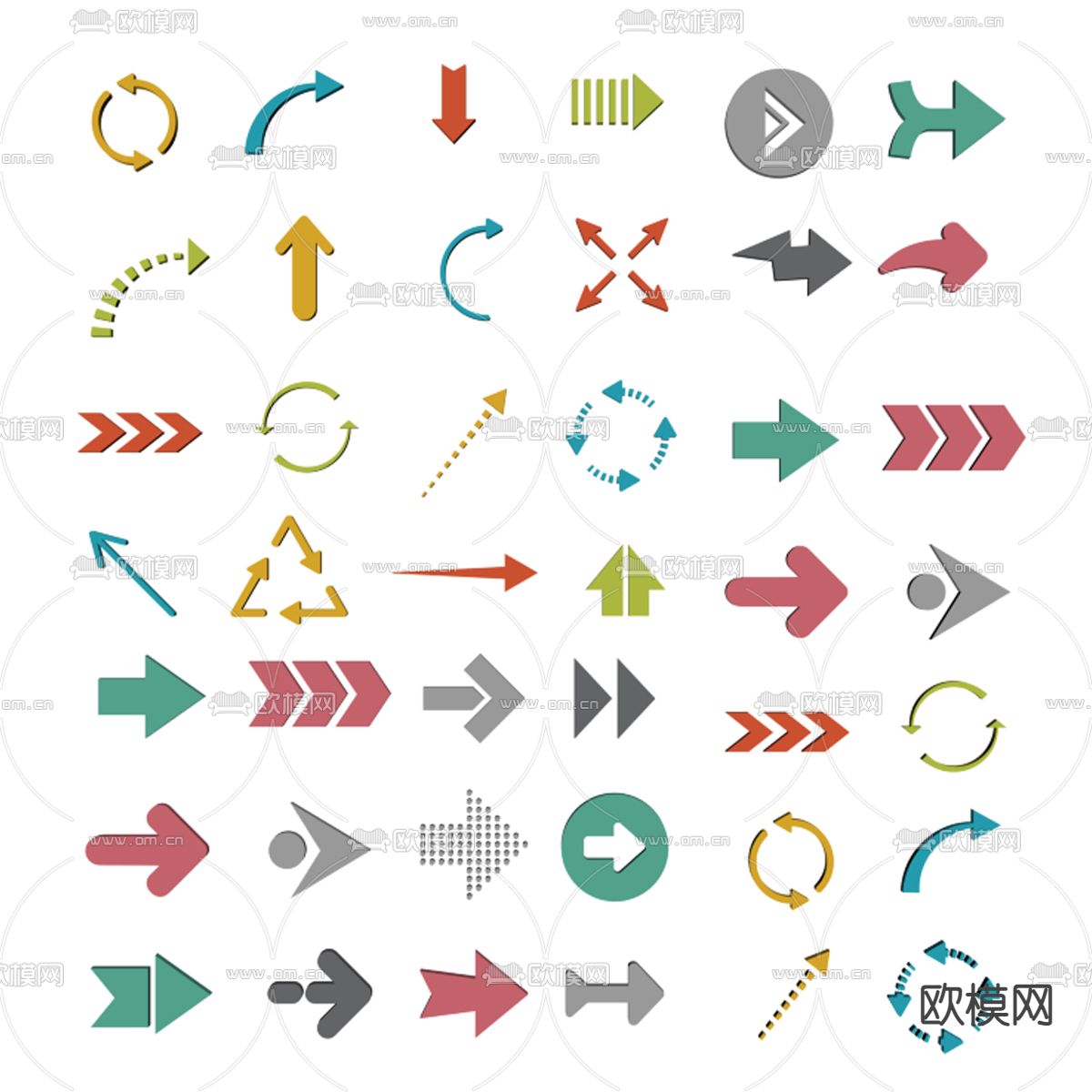 现代箭头 图标 方向牌 方向头su模型下载（渲染图1）