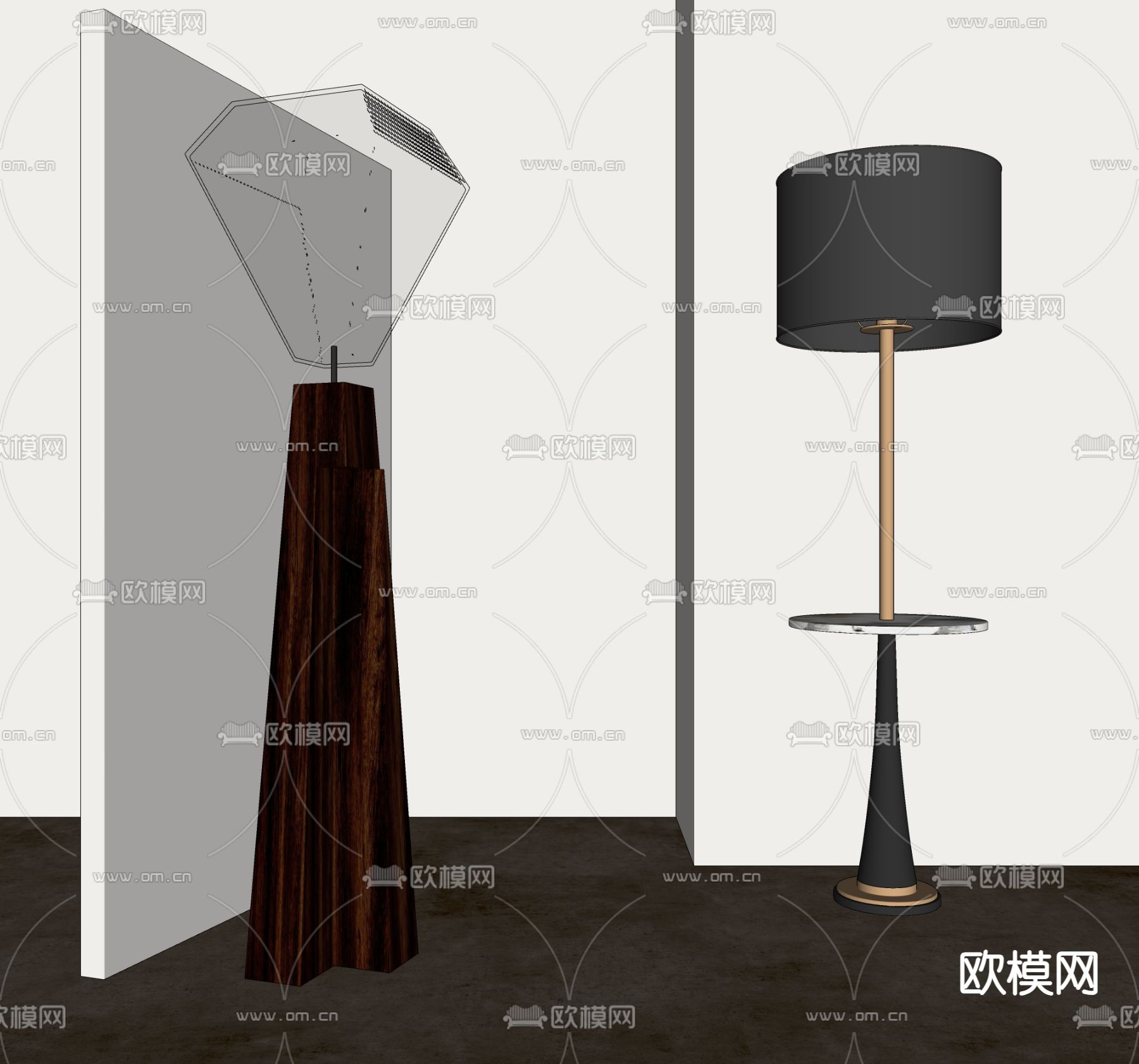 现代落地灯su模型下载（渲染图2）